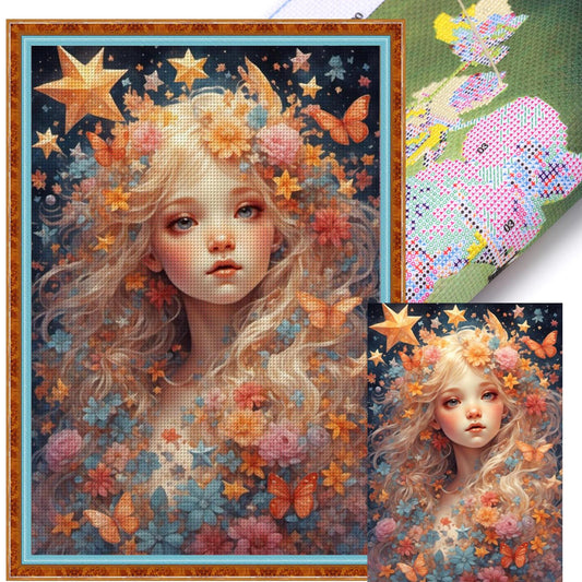 Girl - Full 11CT Stamped Cross Stitch 40x60CM - Yishu
