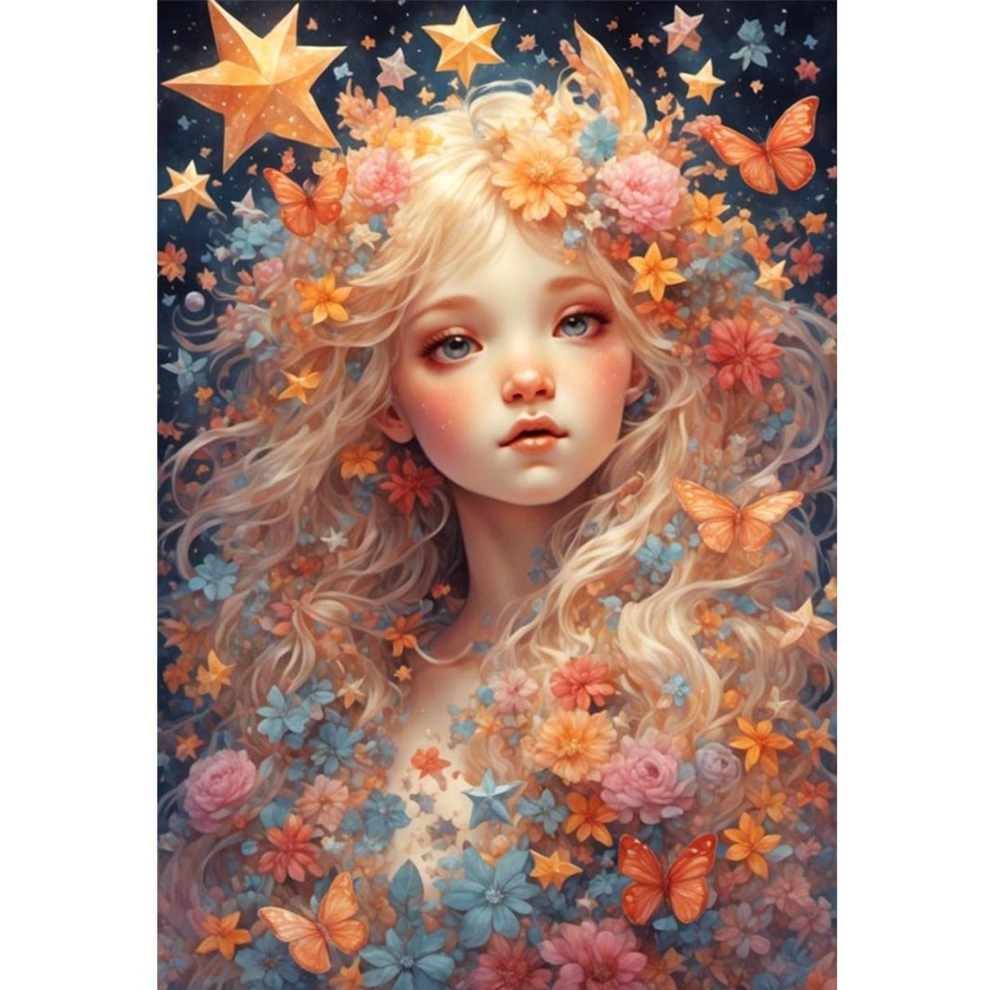 Girl - Full 11CT Stamped Cross Stitch 40x60CM - Yishu