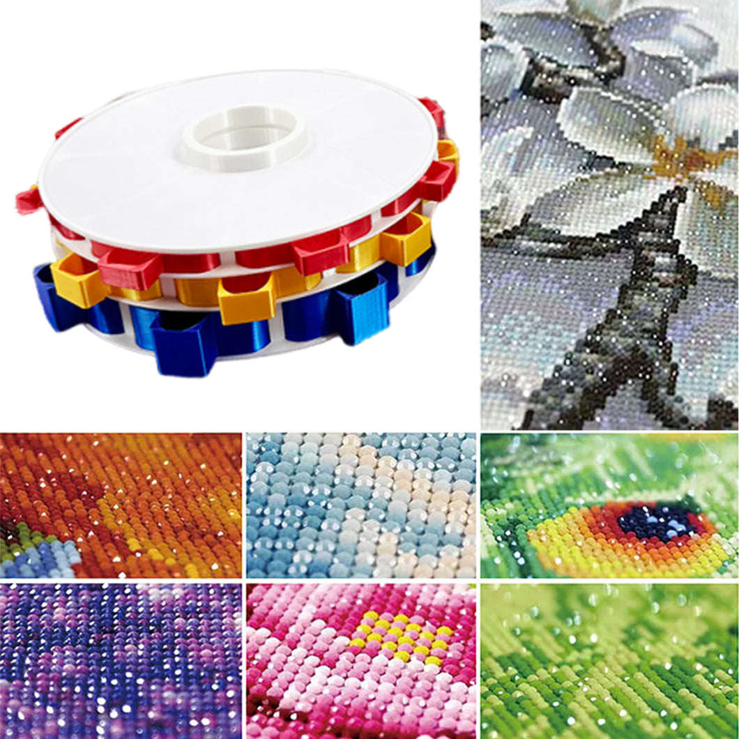Rotating Diamond Painting Tray Organizer 3D Printing Diamond Art Tray (White)