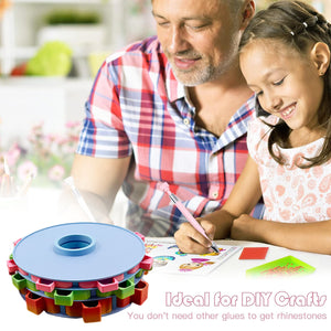 Rotating Diamond Painting Tray Organizer 3D Printing Diamond Art Tray (Blue)