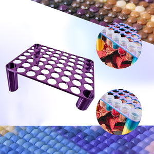 56 Grid Diamond Painting Can Organizer High & Low Foot Storage Rack (Purple)