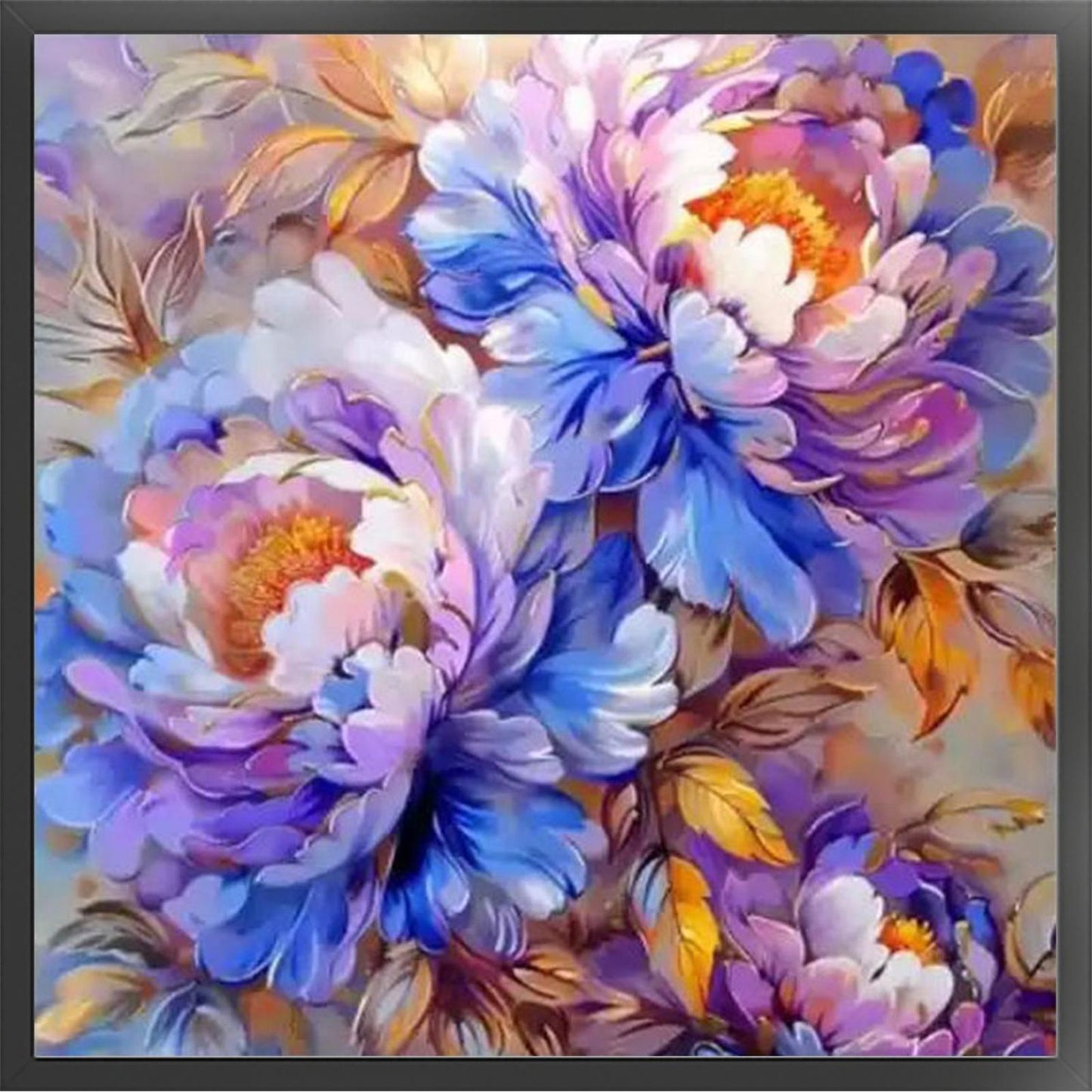 Gilded Peony - Full 11CT Stamped Cross Stitch 50x50CM - Mona Lisa