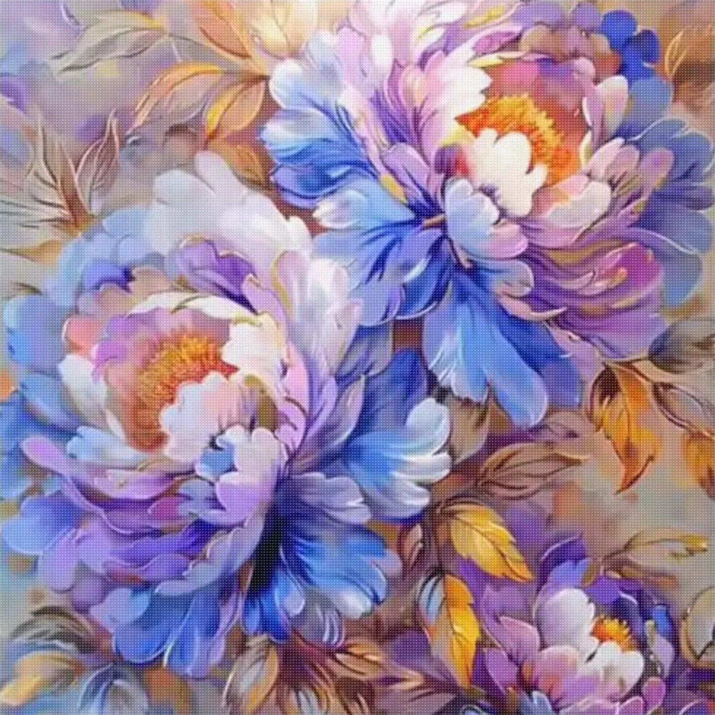 Gilded Peony - Full 11CT Stamped Cross Stitch 50x50CM - Mona Lisa