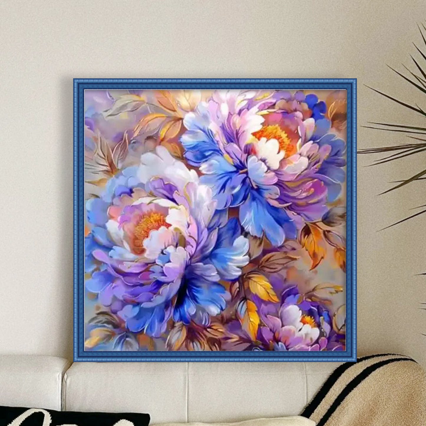 Gilded Peony - Full 11CT Stamped Cross Stitch 50x50CM - Mona Lisa