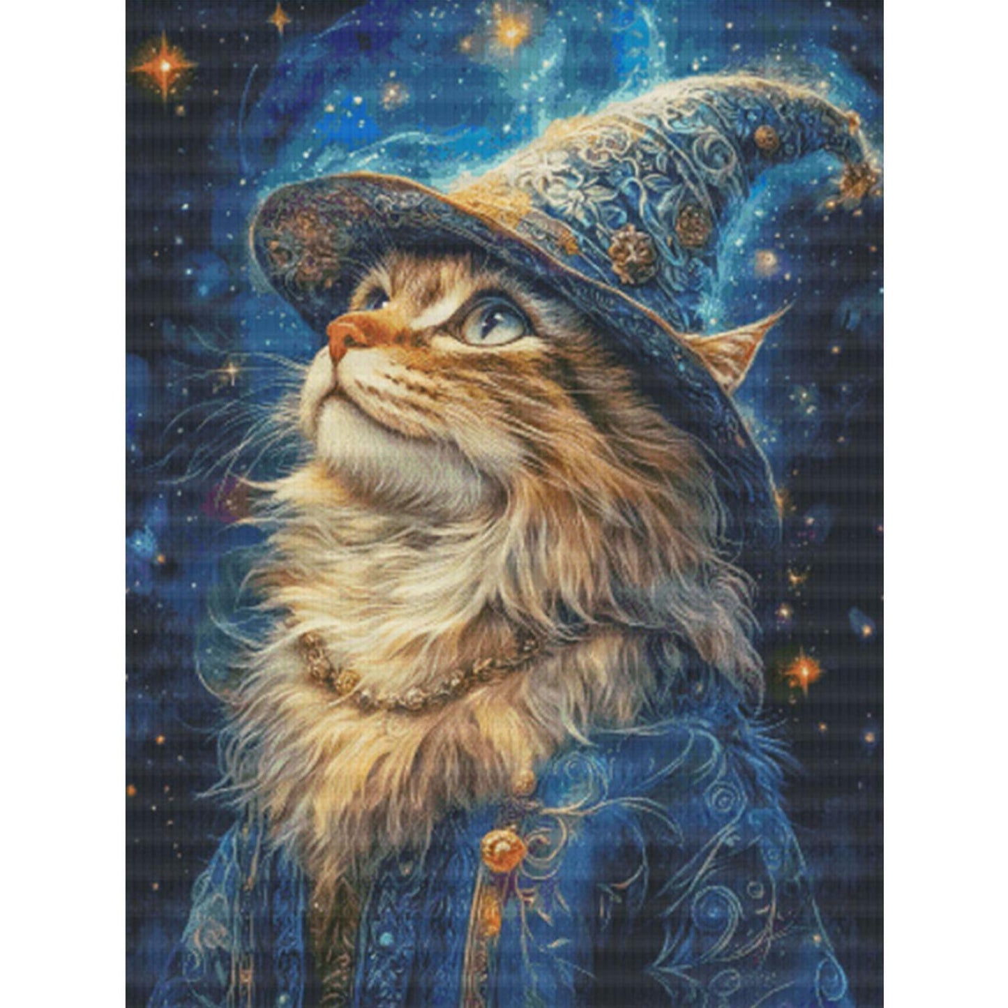 Magic Cat - Full 14CT Stamped Cross Stitch 70x90CM - Fairy Egyptian Cotton