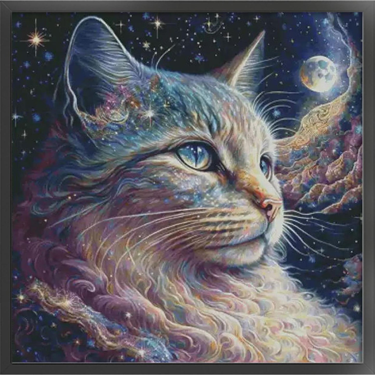 Dreamy Starry Cat - Full 14CT Stamped Cross Stitch 75x75CM - Fairy Egyptian Cotton