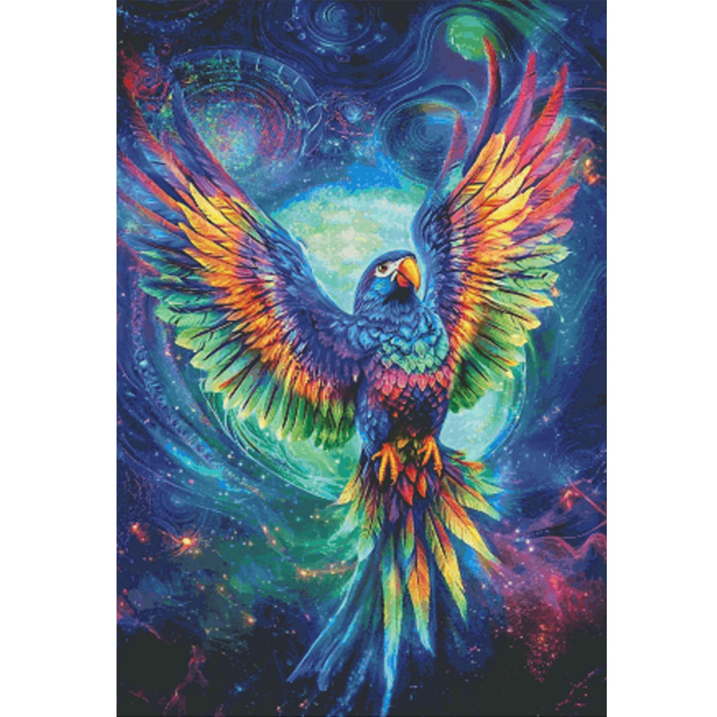 Iridescent Macaw - Full 14CT Stamped Cross Stitch 65x95CM - Fairy Egyptian Cotton