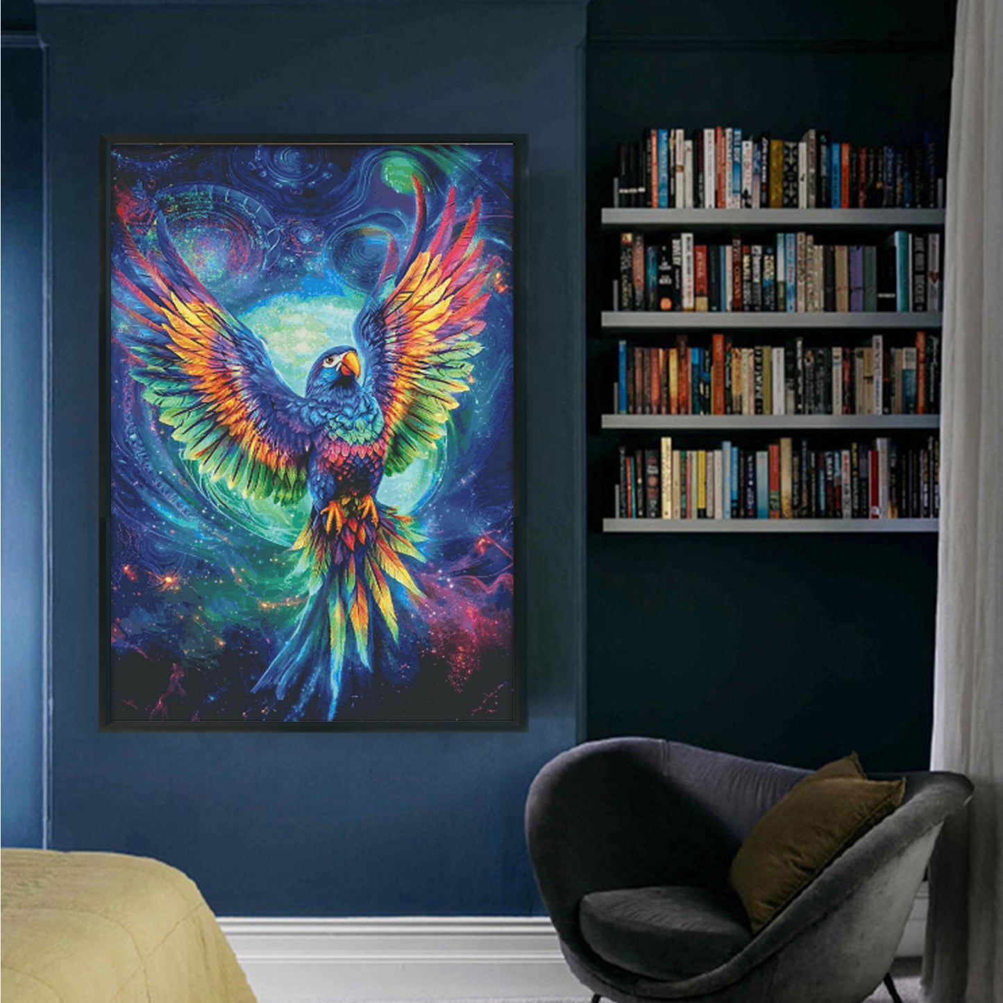 Iridescent Macaw - Full 14CT Stamped Cross Stitch 65x95CM - Fairy Egyptian Cotton