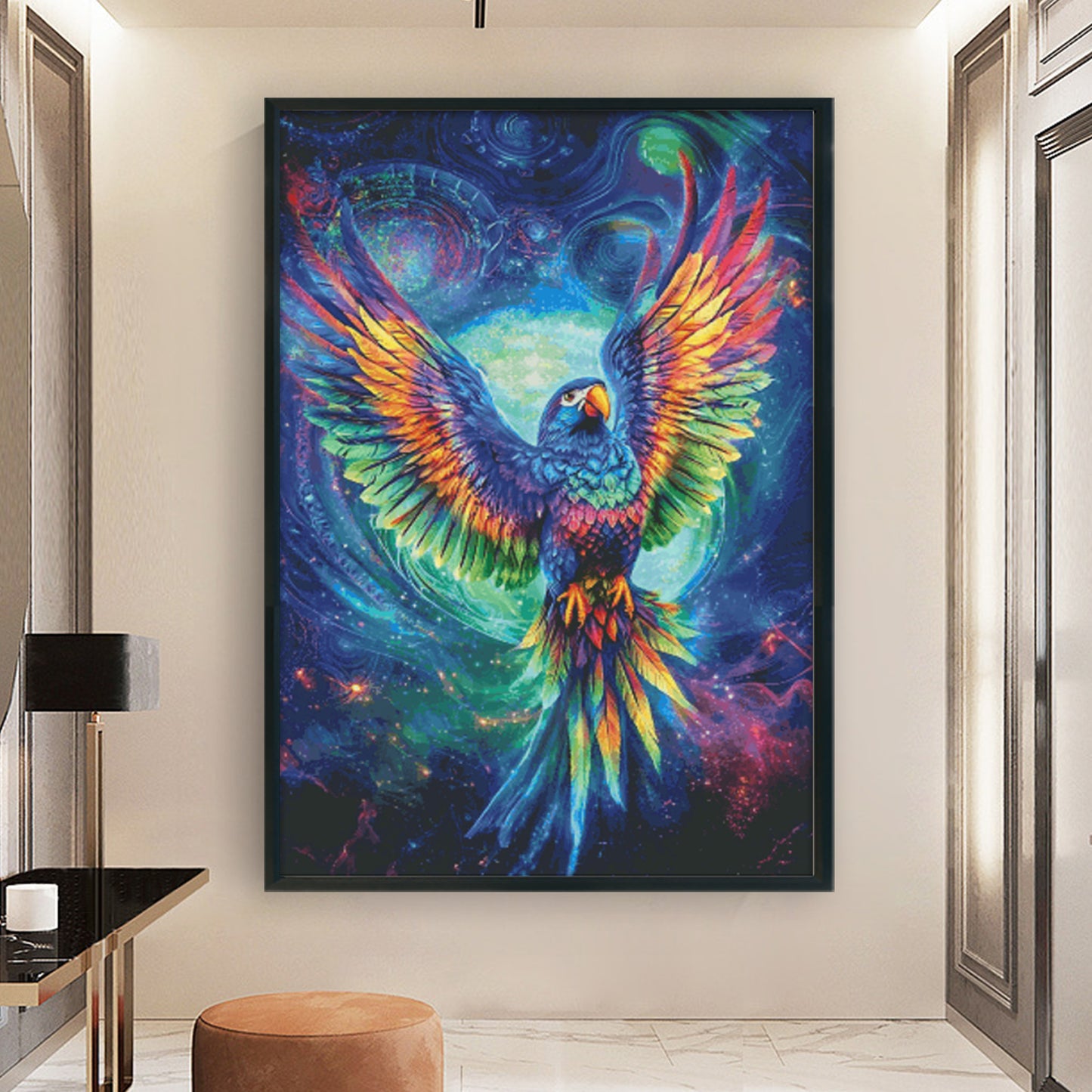 Iridescent Macaw - Full 14CT Stamped Cross Stitch 65x95CM - Fairy Egyptian Cotton