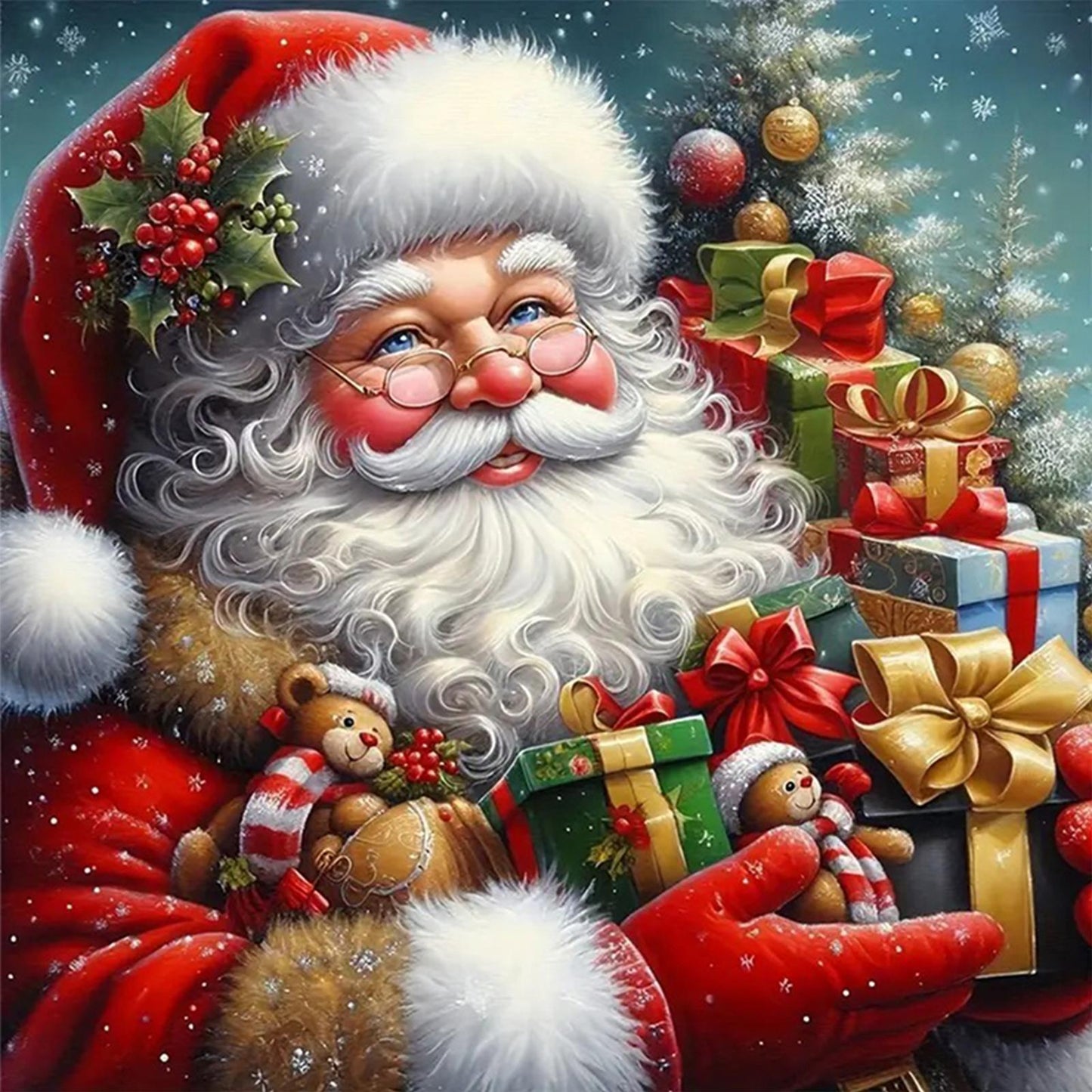 Santa Claus - Full 11CT Stamped Cross Stitch 40x40CM - Huacan