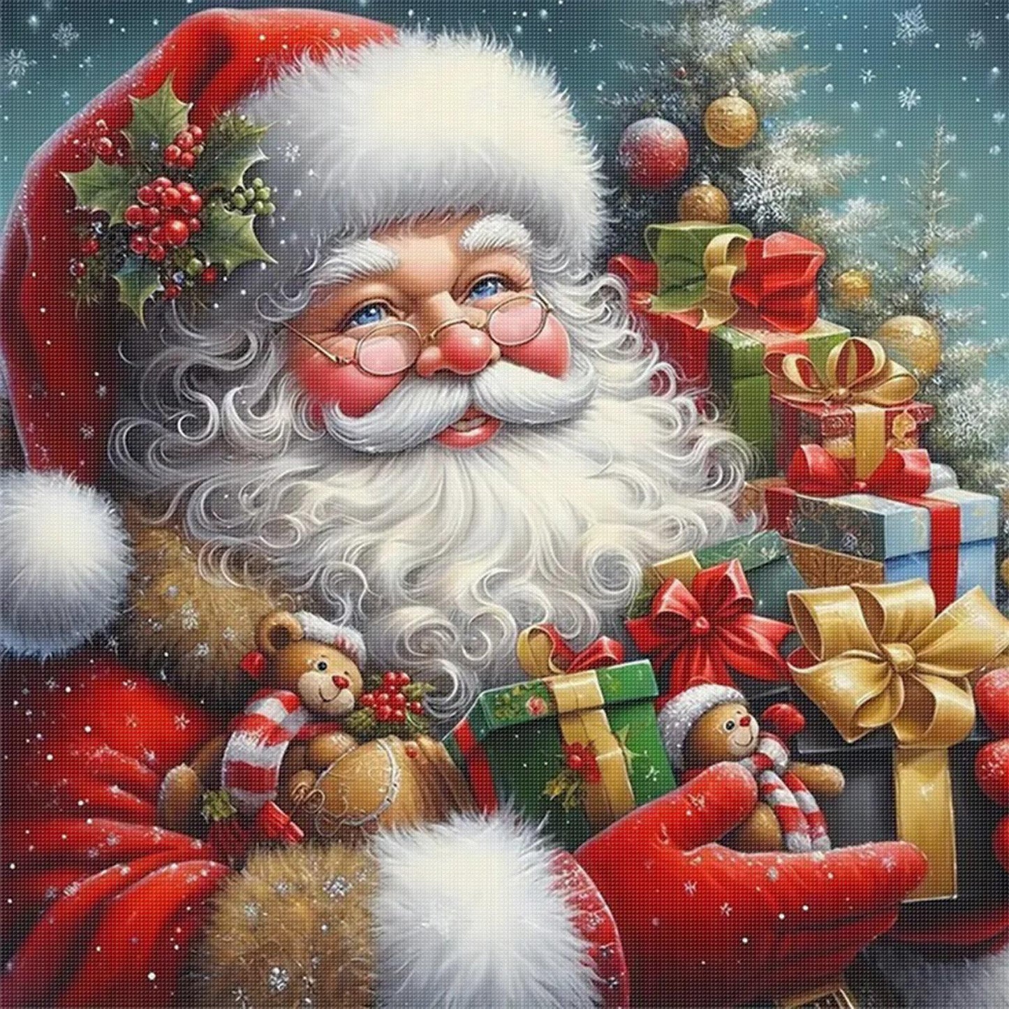 Santa Claus - Full 11CT Stamped Cross Stitch 40x40CM - Huacan