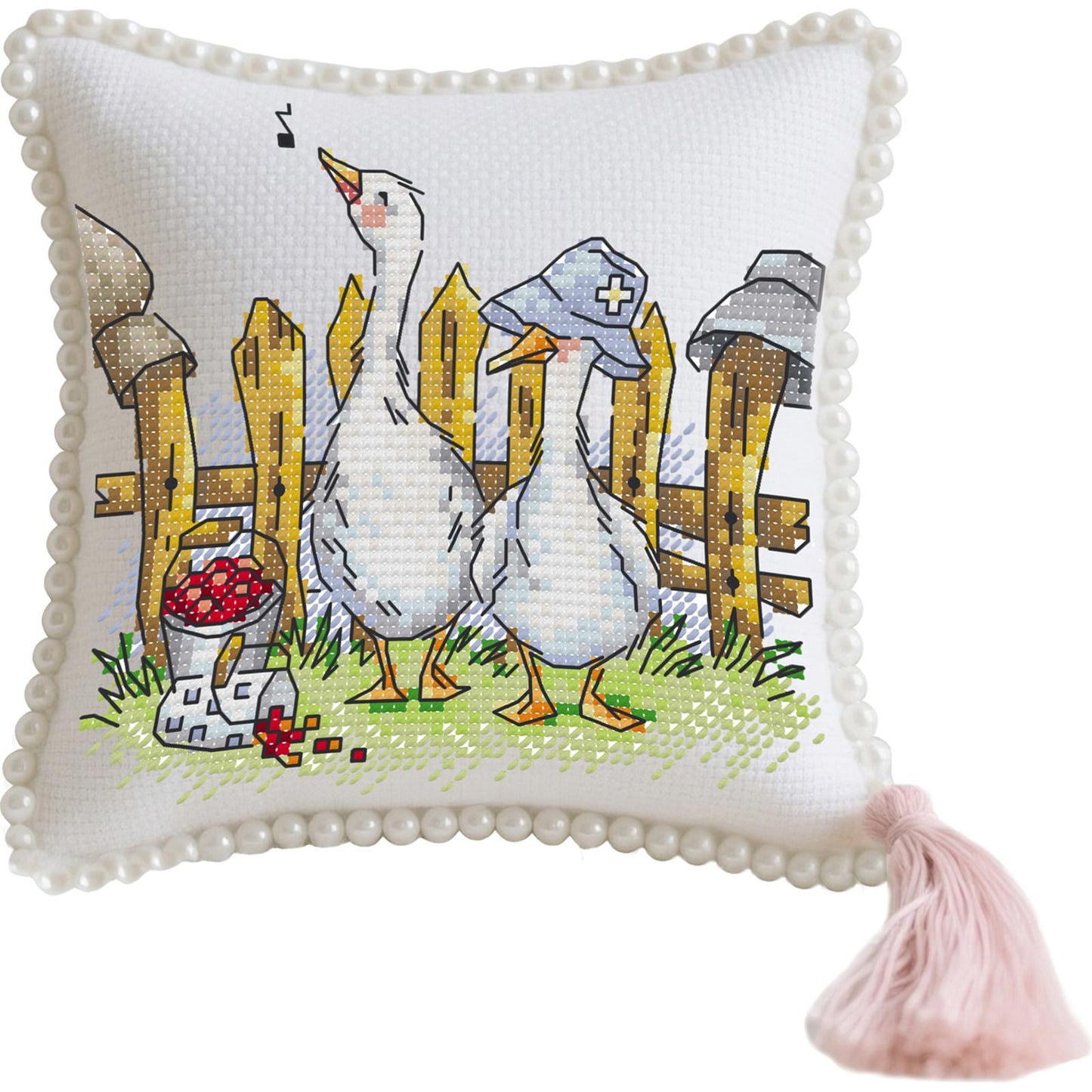 14CT Needle Insert Bag Printed Knitting Threads Pin Pouch 15x16CM (Goose)