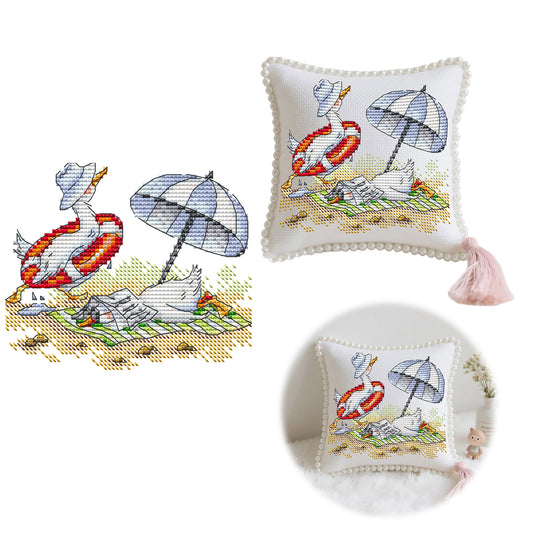 14CT Needle Insert Bag Printed Knitting Threads Pin Pouch 14x16CM (Beach)