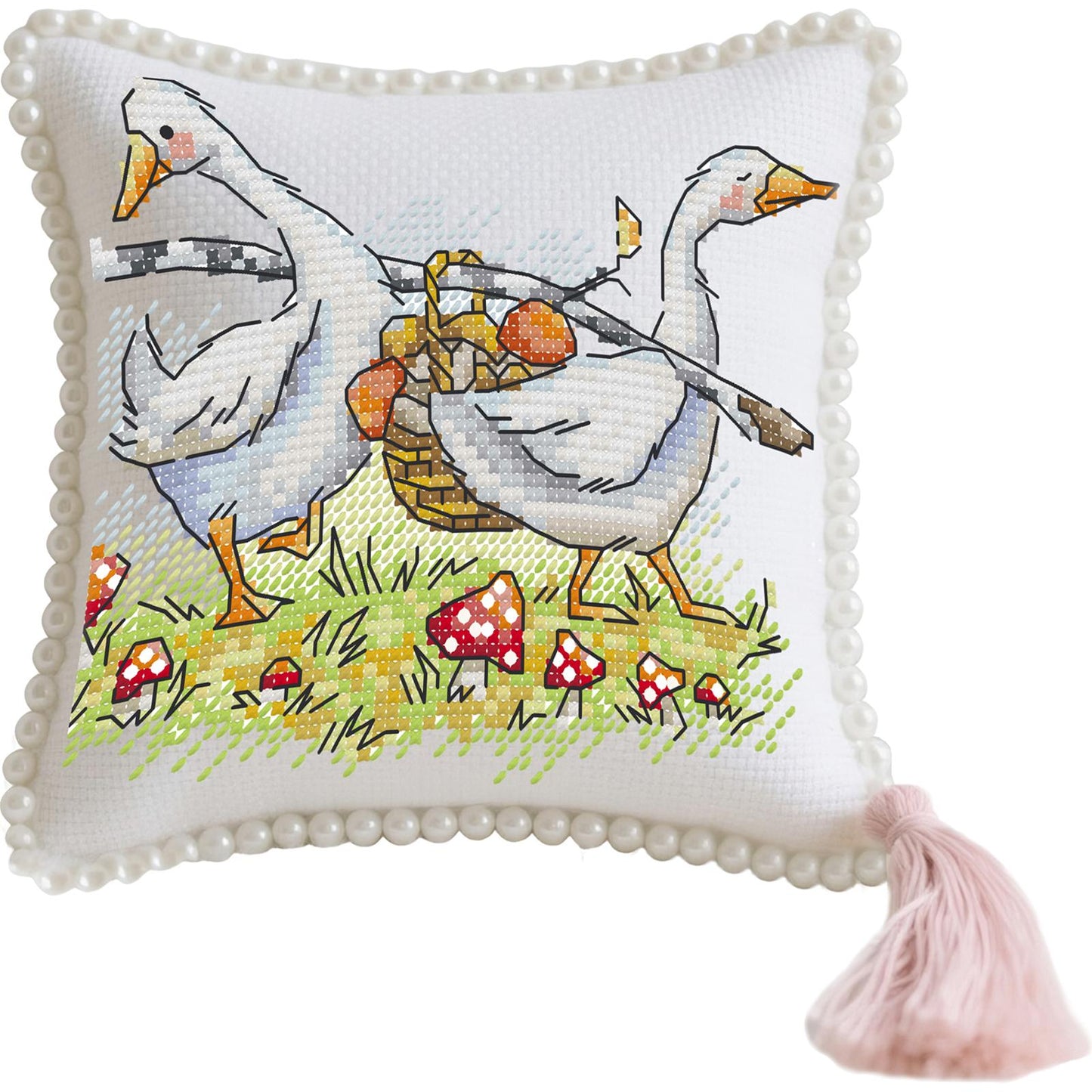 14CT Needle Insert Bag Printed Knitting Threads Pin Pouch 15x16CM (Mushroom)