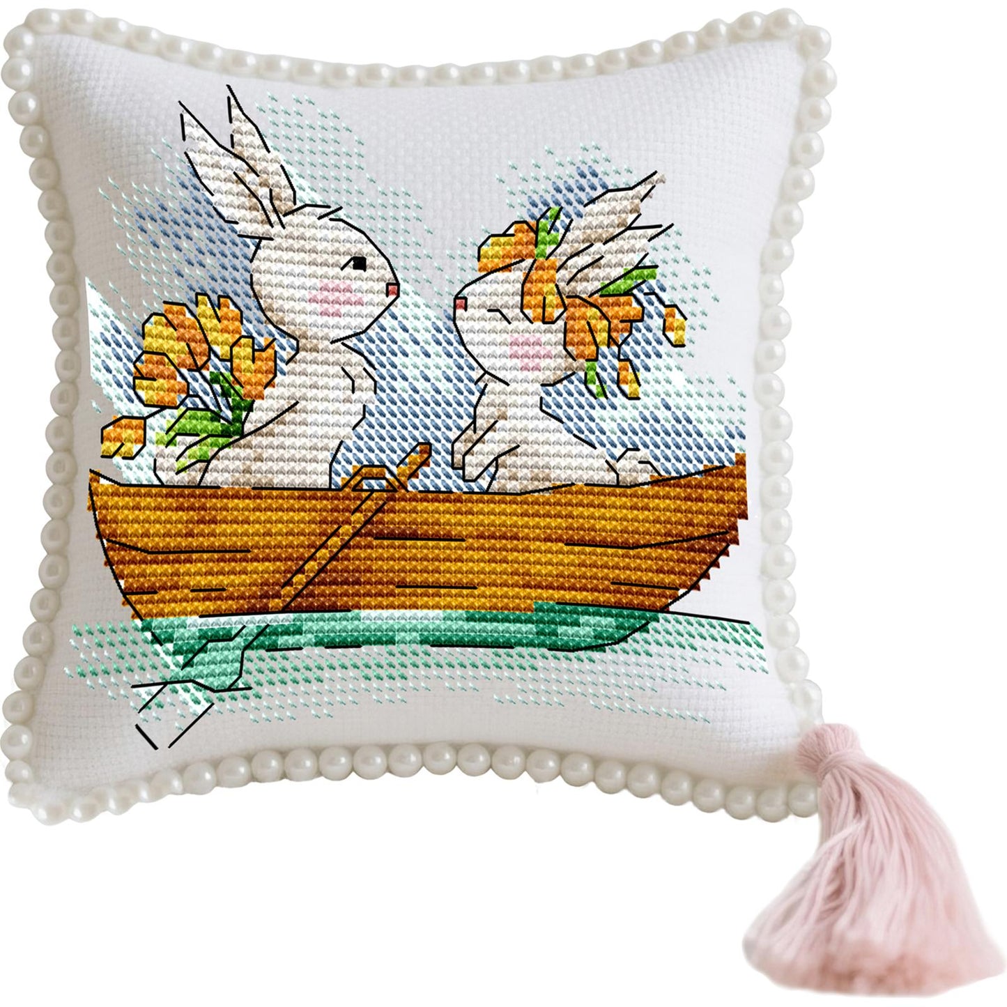 14CT Needle Insert Bag Printed Knitting Threads Pin Pouch 14x16CM (Boat)