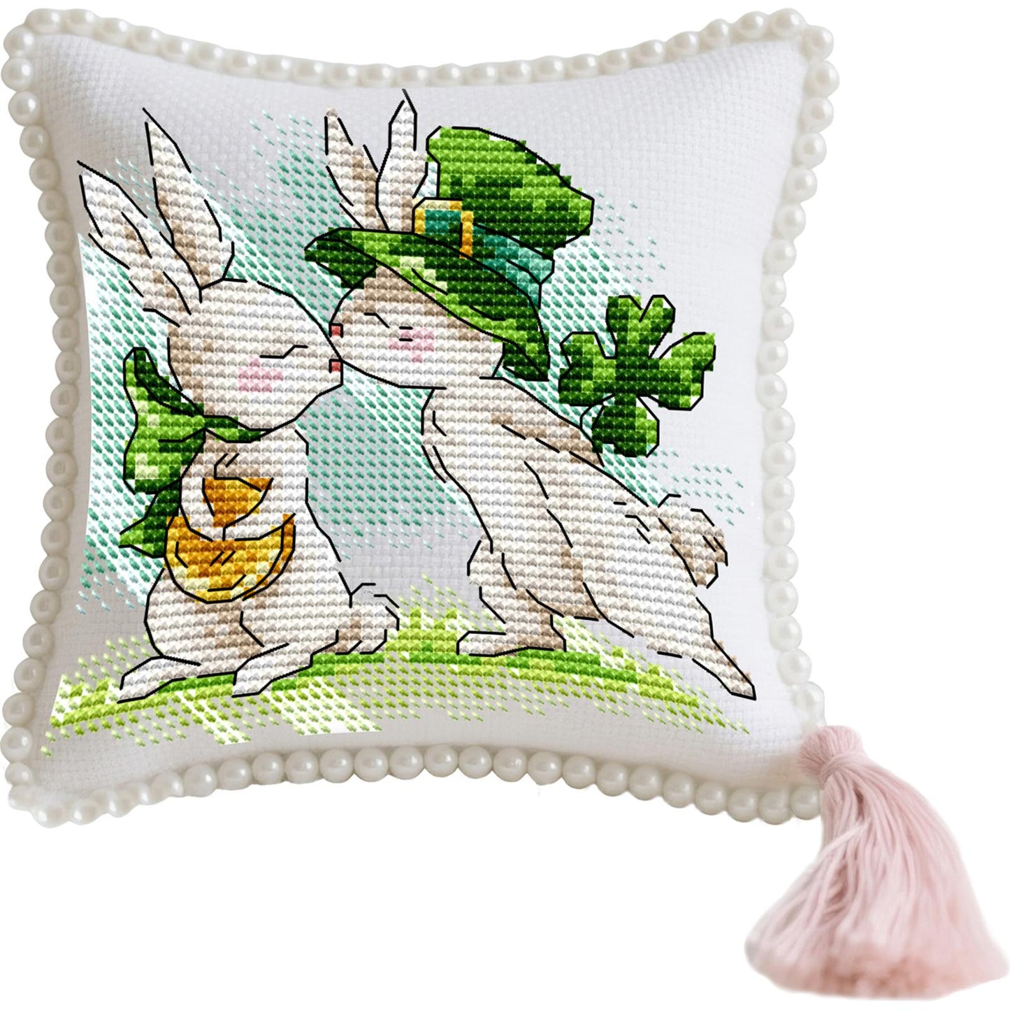 14CT Needle Insert Bag Printed Knitting Threads Pin Pouch 15x15CM (Rabbit)