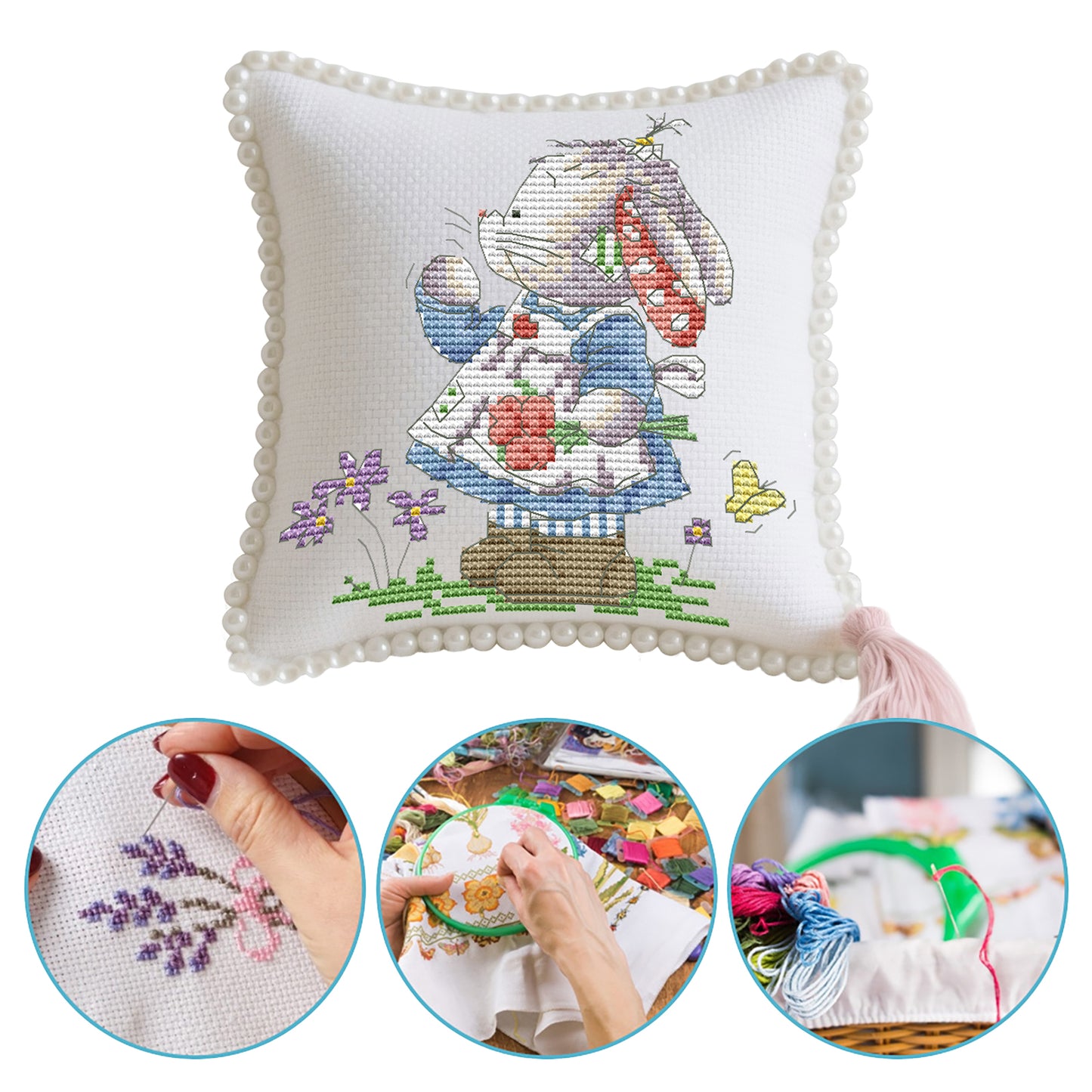 14CT Needle Insert Bag Printed Knitting Threads Pin Pouch 16x16CM (Patch)