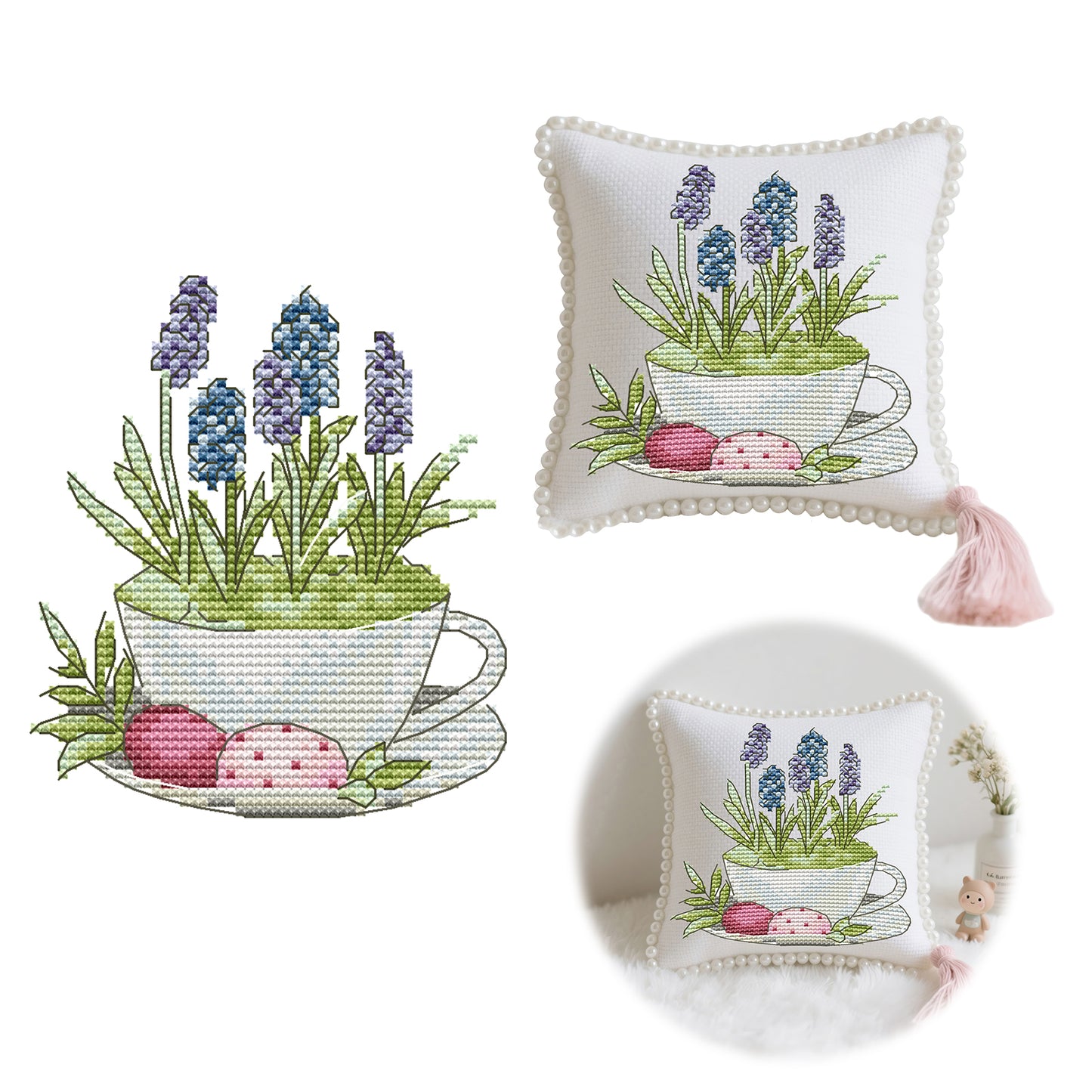 14CT Needle Insert Bag Printed Knitting Threads Pin Pouch 14x16CM (Easter)