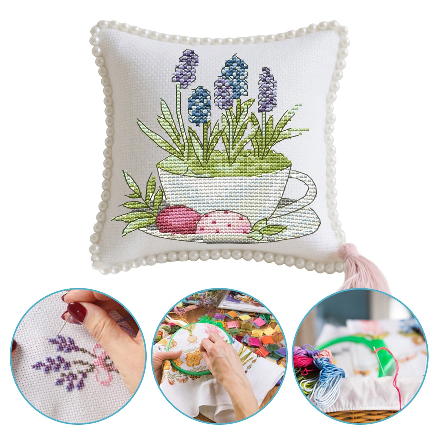 14CT Needle Insert Bag Printed Knitting Threads Pin Pouch 14x16CM (Easter)