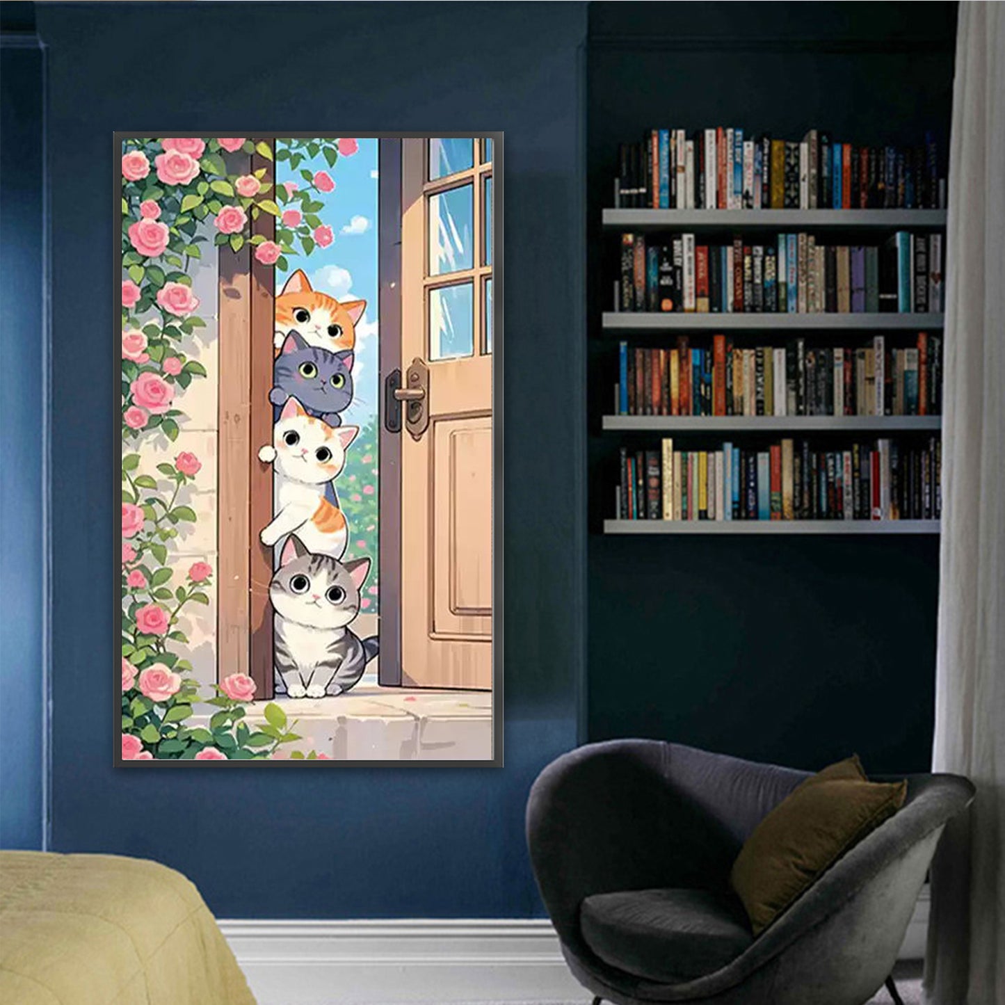 Stacking Cat Figures - Full 11CT Stamped Cross Stitch 52x83CM - Mona Lisa