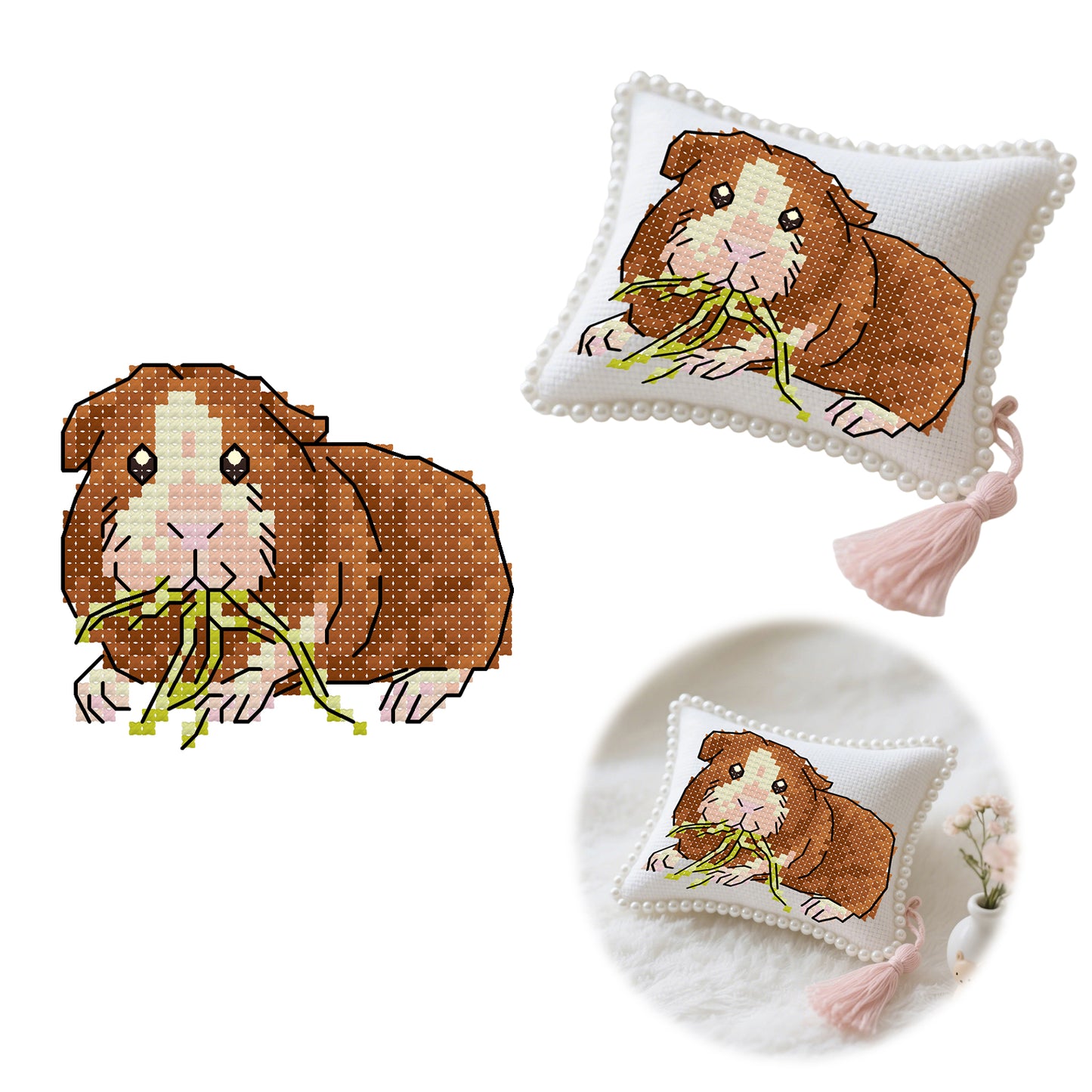 14CT Needle Insert Bag Printed Knitting Threads Pin Pouch 11x9CM (Hamster)