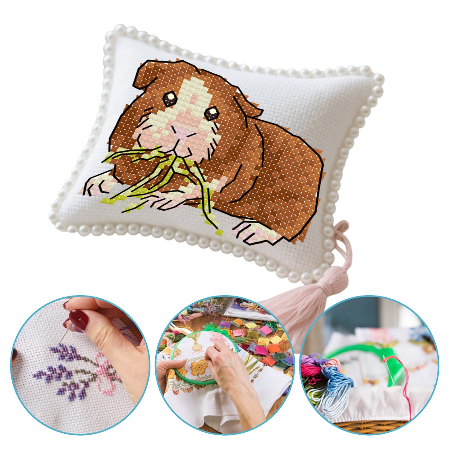 14CT Needle Insert Bag Printed Knitting Threads Pin Pouch 11x9CM (Hamster)
