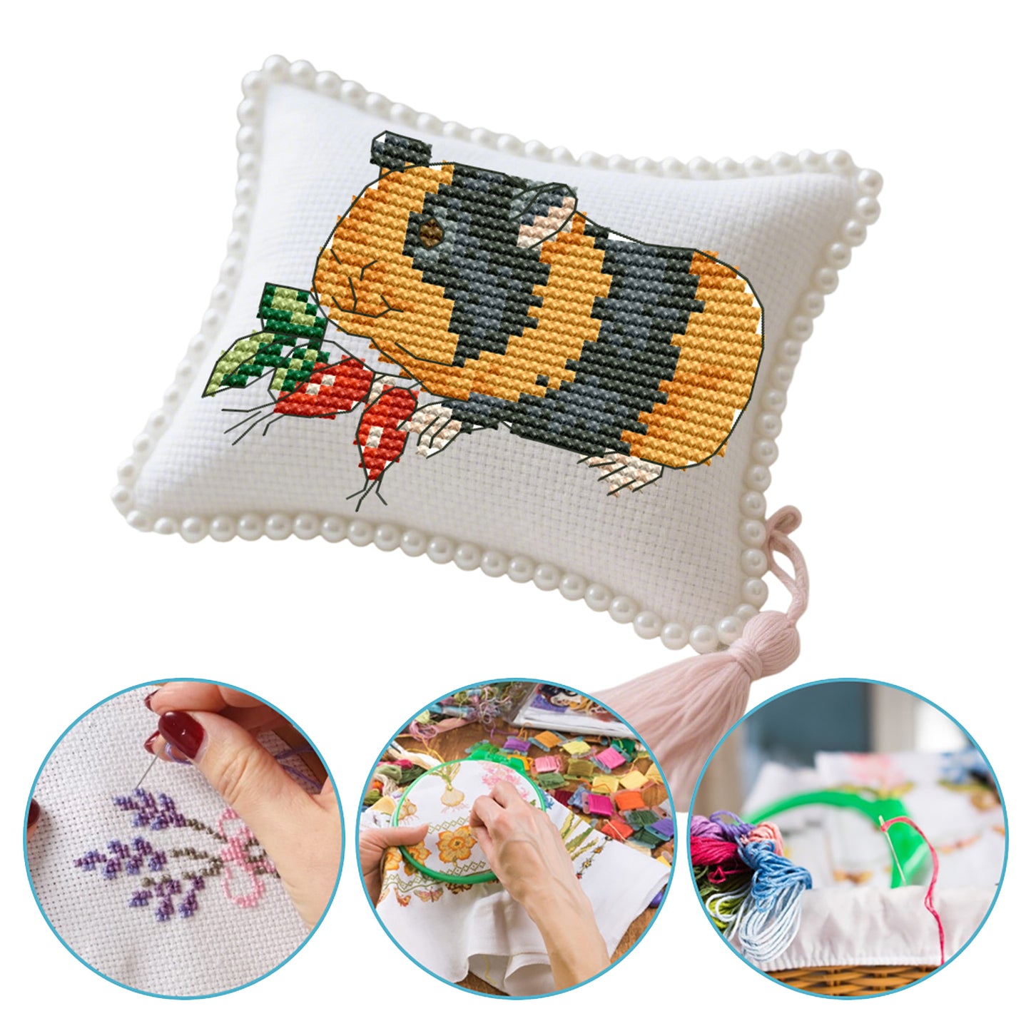 14CT Needle Insert Bag Printed Knitting Threads Pin Pouch 13x10CM (Hamster)
