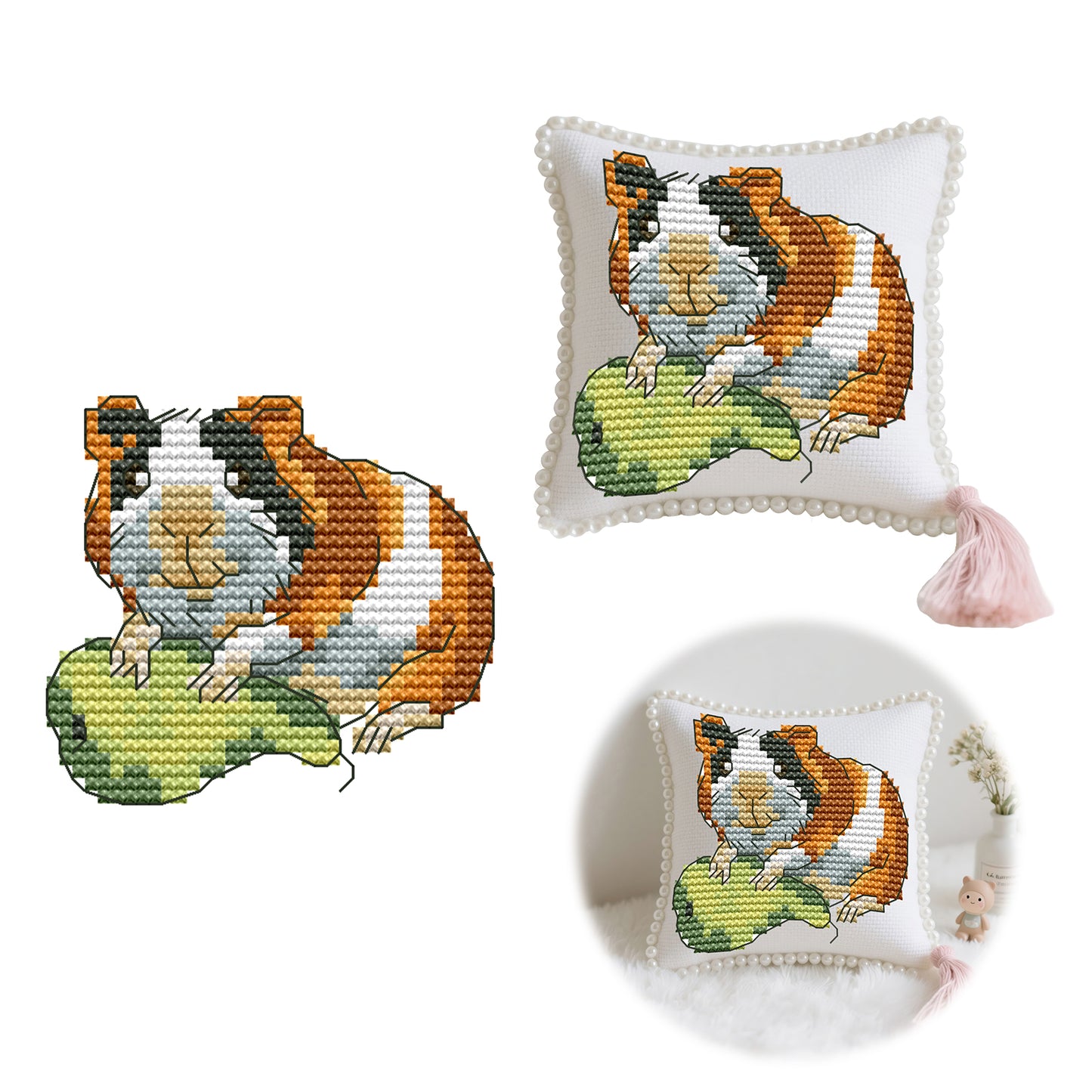 14CT Needle Insert Bag Printed Knitting Threads Pin Pouch 10x9CM (Hamster)