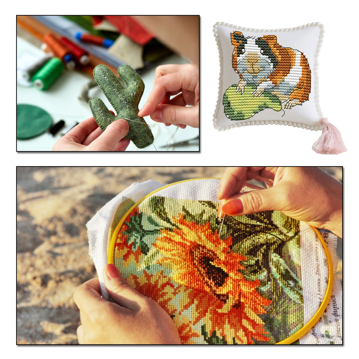 14CT Needle Insert Bag Printed Knitting Threads Pin Pouch 10x9CM (Hamster)