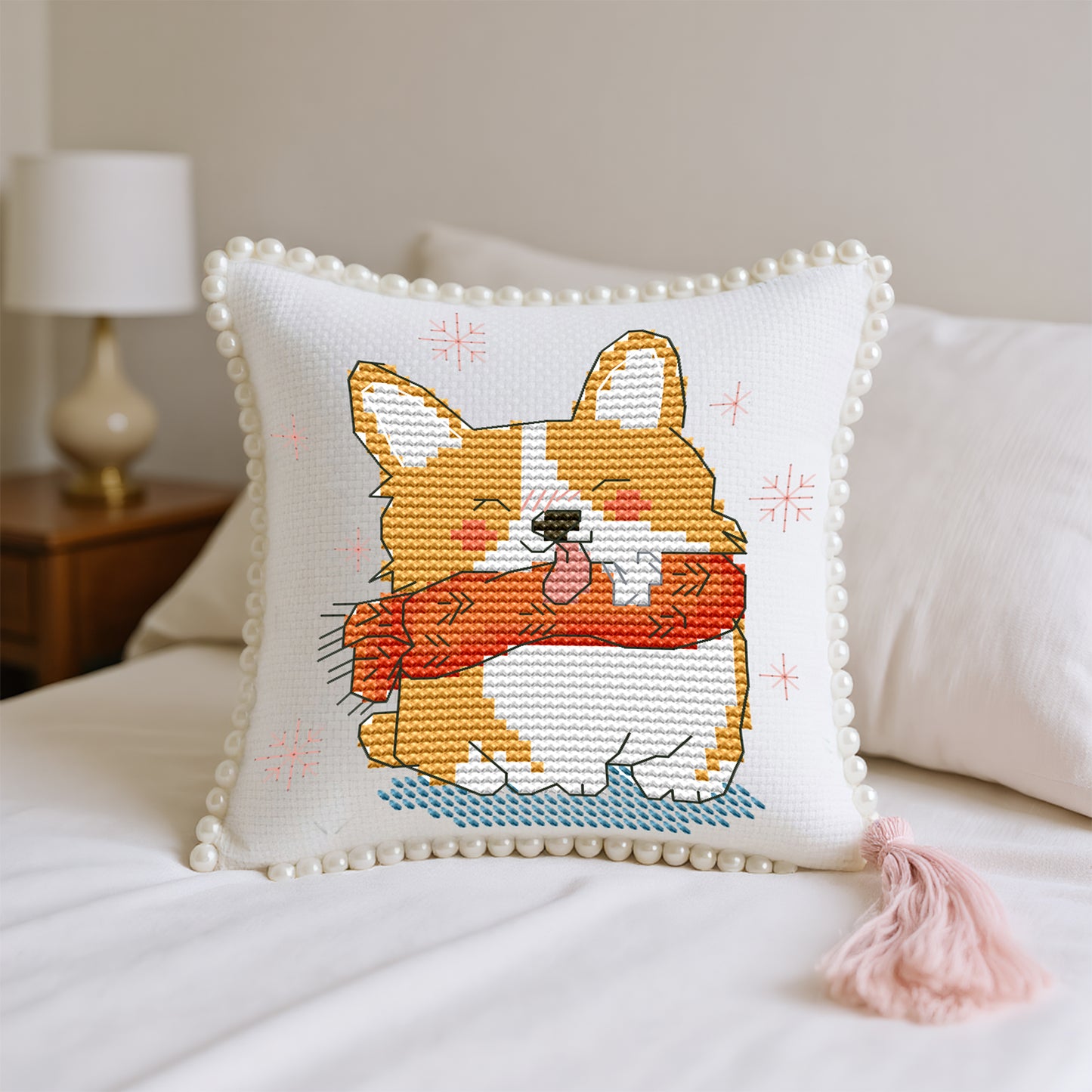 14CT Needle Insert Bag Printed Knitting Threads Pin Pouch 13x14CM (Shiba Inu)
