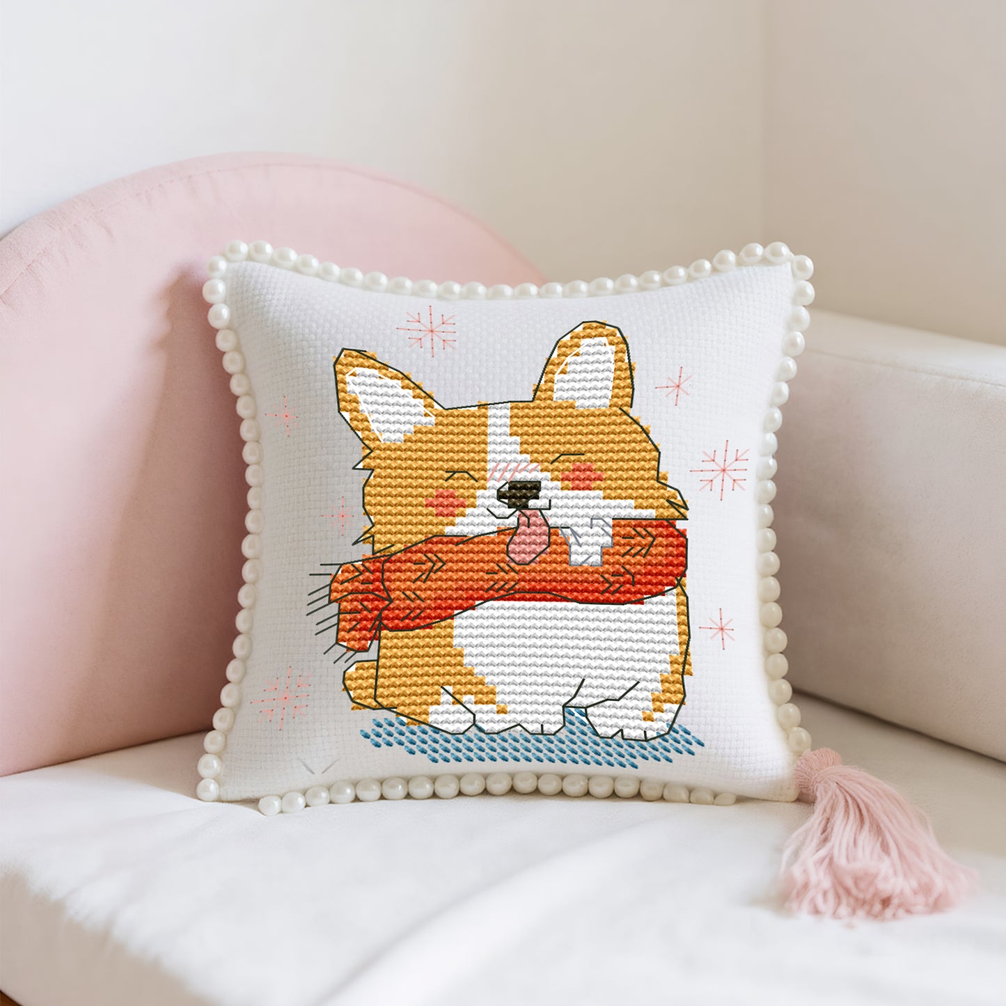 14CT Needle Insert Bag Printed Knitting Threads Pin Pouch 13x14CM (Shiba Inu)