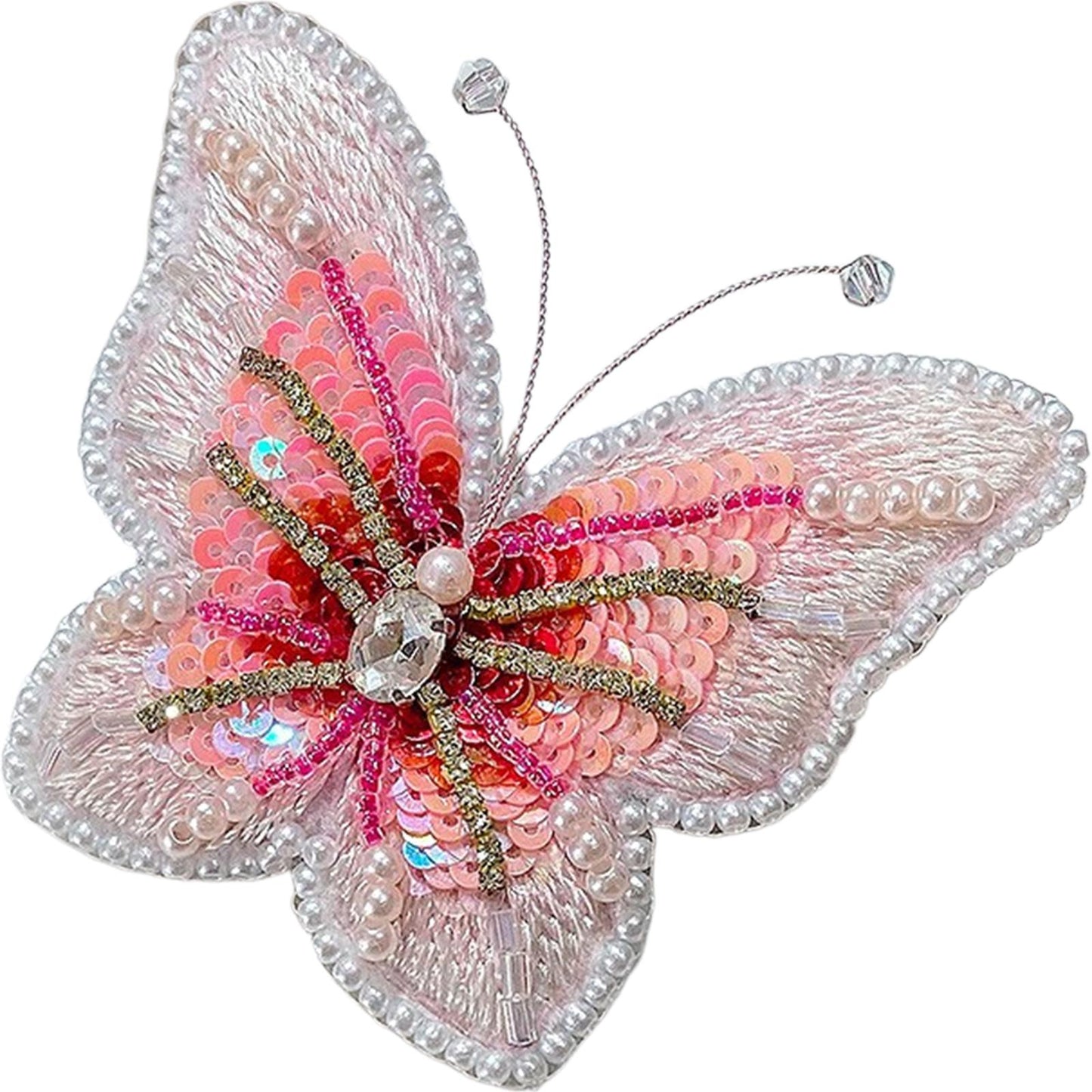 Butterfly Brooch DIY Beaded Embroidery Kit Beadwork Craft Supplies (Rose Pink)