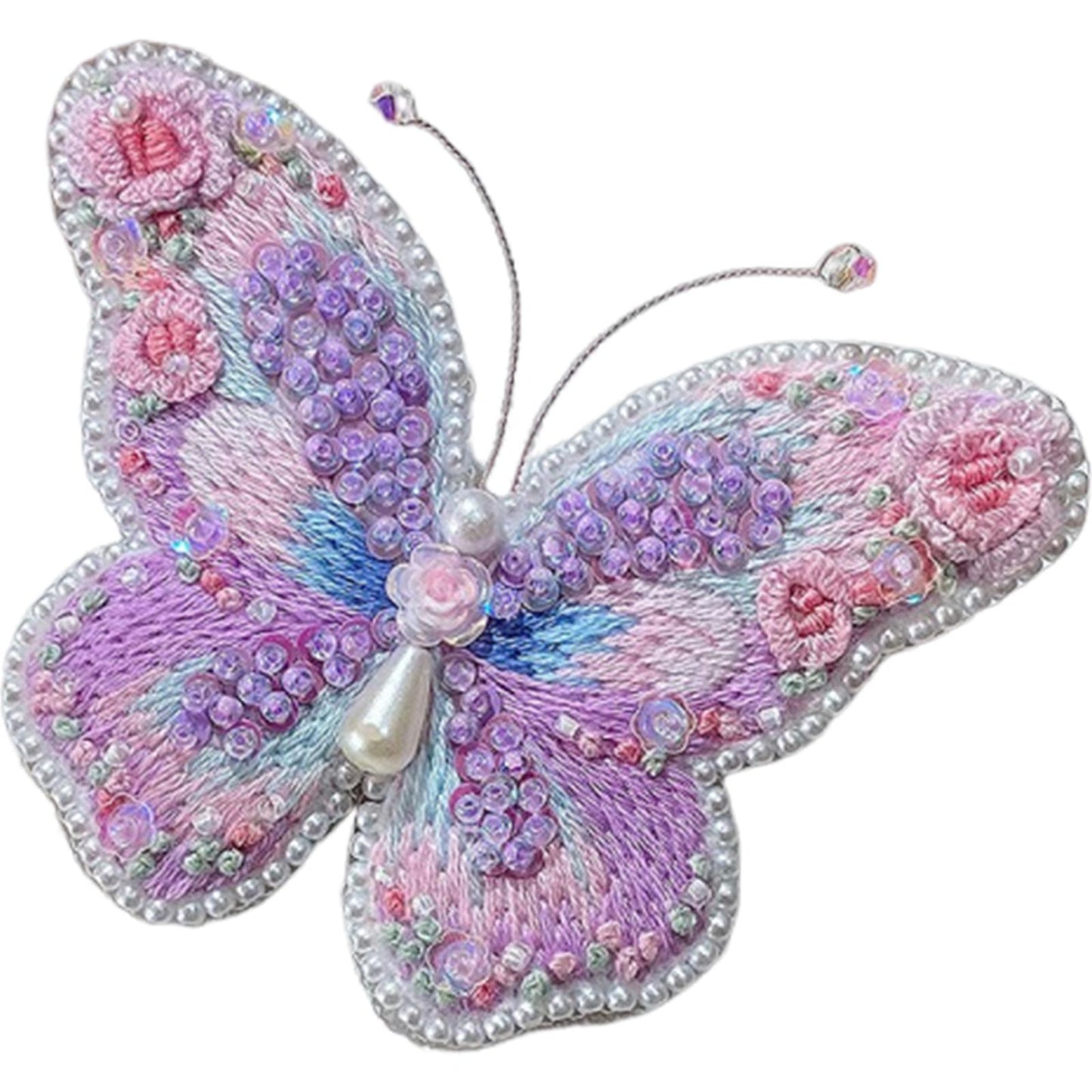 Butterfly Brooch DIY Beaded Embroidery Kit Beadwork Craft Supplies (Purple)
