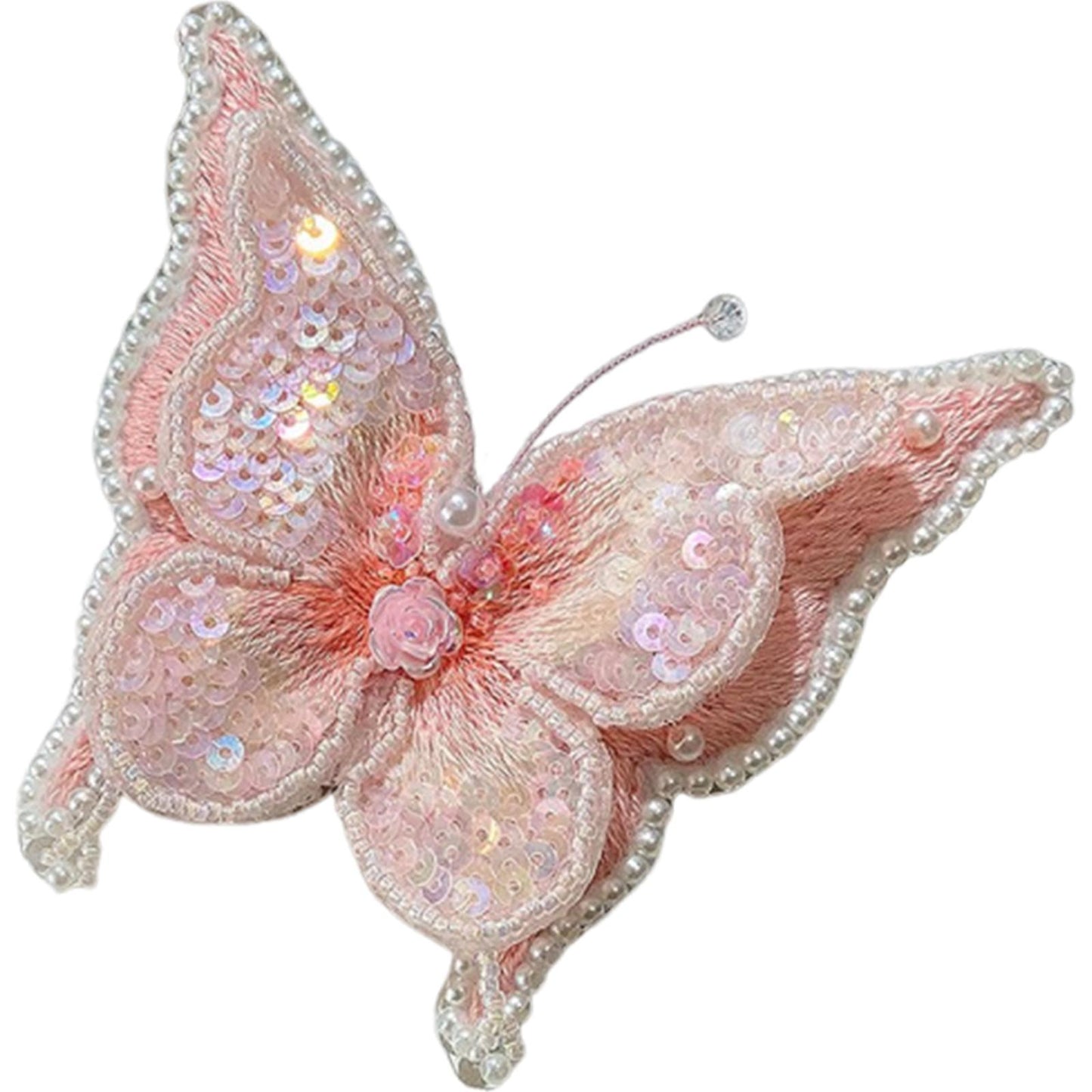 Butterfly Brooch DIY Beaded Embroidery Kit Beadwork Craft Supplies (Pink )
