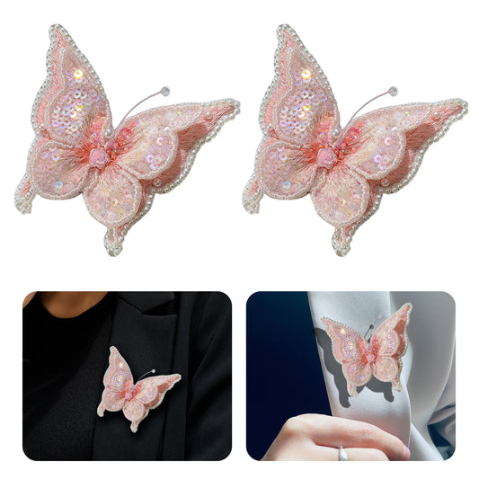 Butterfly Brooch DIY Beaded Embroidery Kit Beadwork Craft Supplies (Pink )