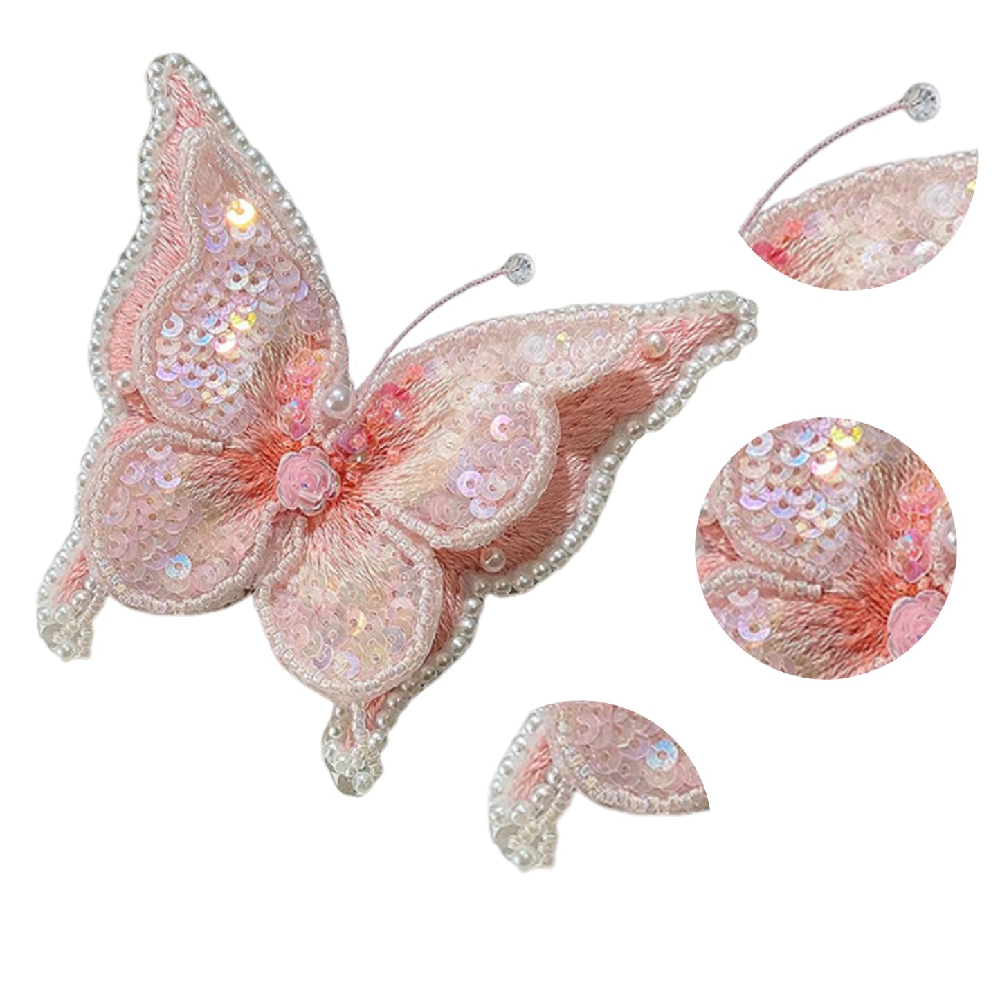 Butterfly Brooch DIY Beaded Embroidery Kit Beadwork Craft Supplies (Pink )