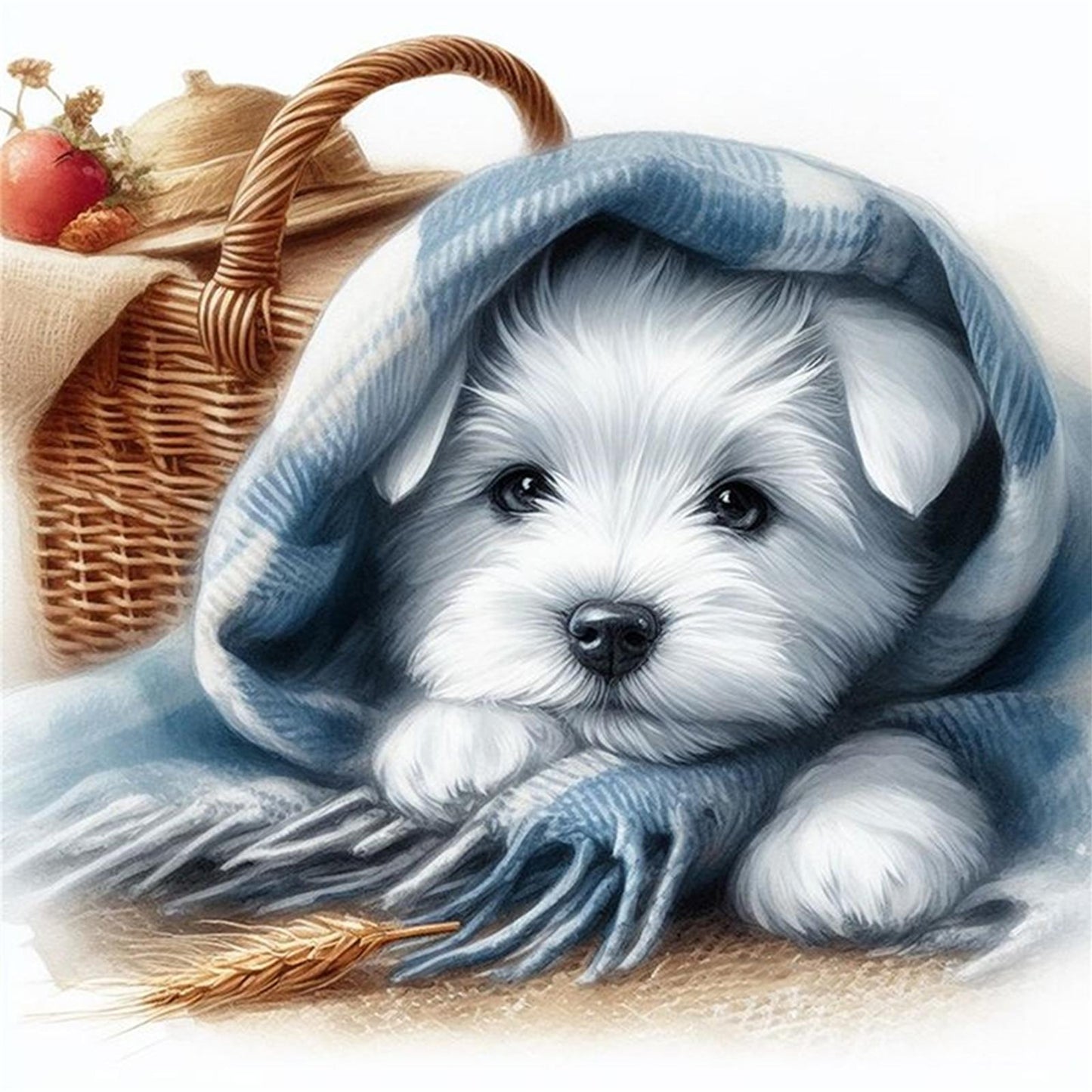 Dog With Scarf - Full 11CT Stamped Cross Stitch 40x40CM - Huacan