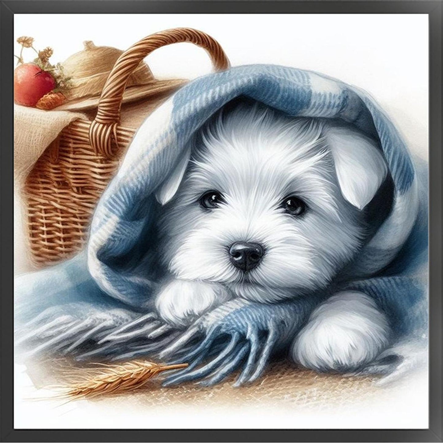 Dog With Scarf - Full 11CT Stamped Cross Stitch 40x40CM - Huacan