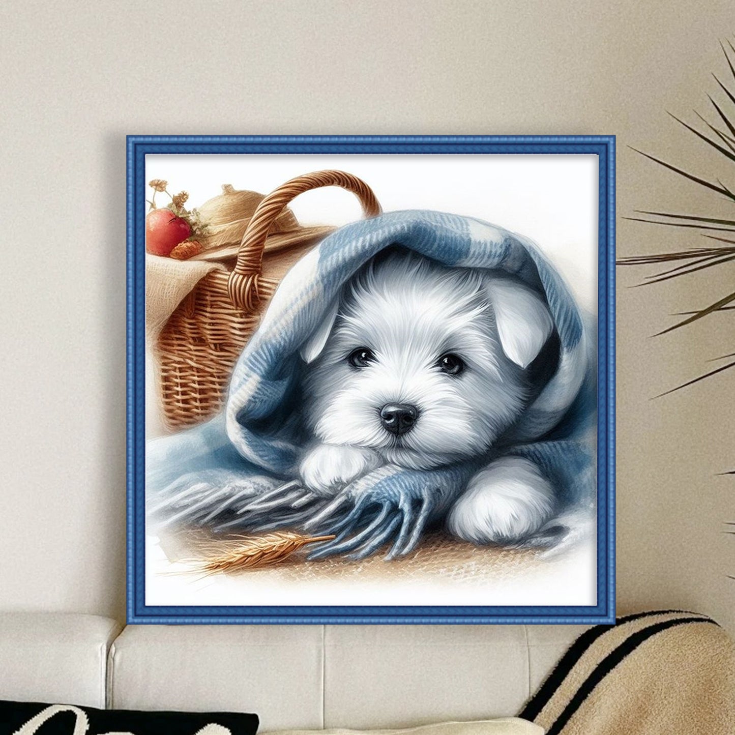 Dog With Scarf - Full 11CT Stamped Cross Stitch 40x40CM - Huacan