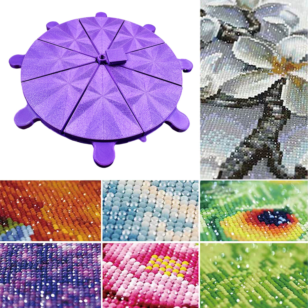Diamond Painting Tray 8 Grids Drill Plate Octagonal Spiral Bottom Plate (Purple)