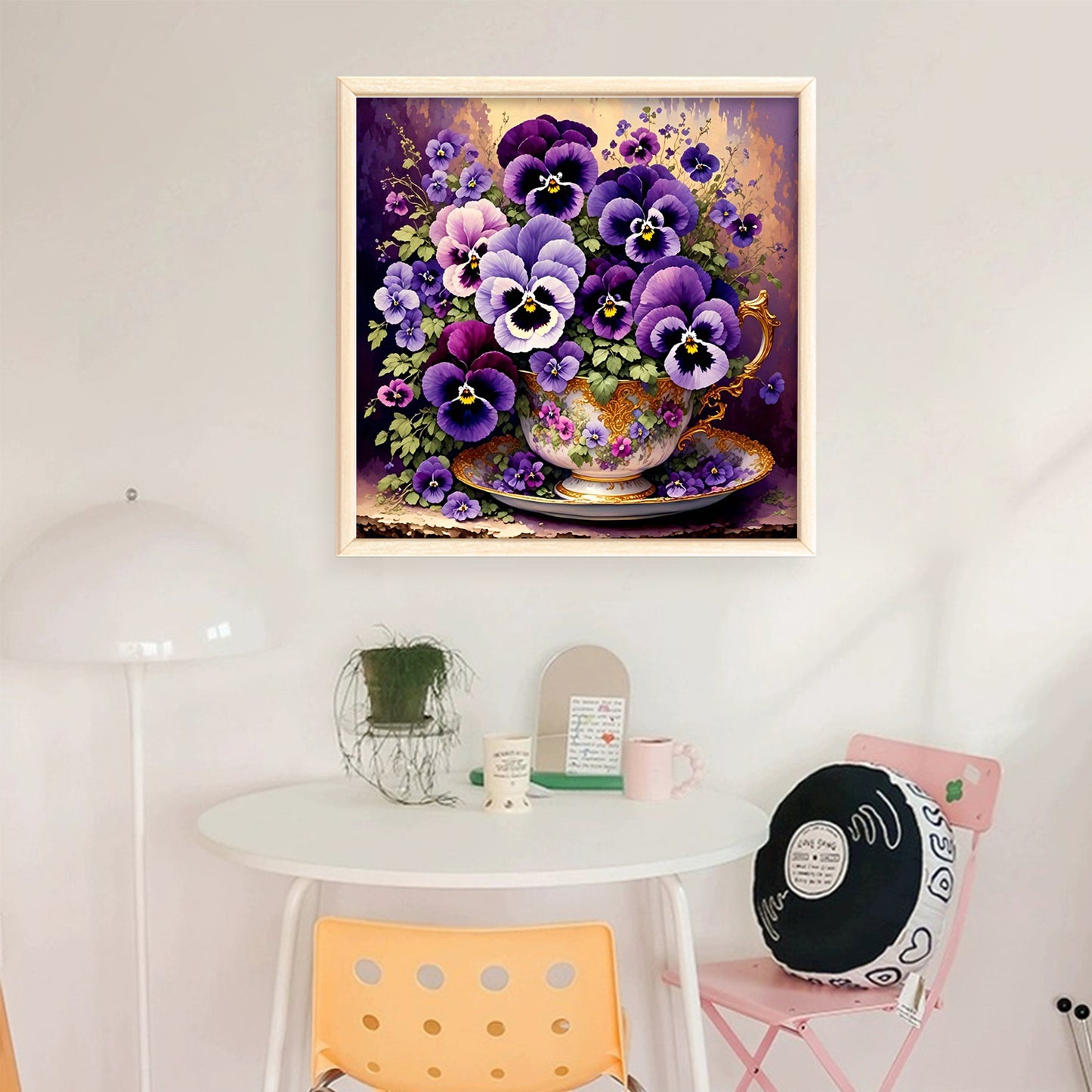 Flower Teacup - Full 11CT Stamped Cross Stitch 40x40CM - Huacan