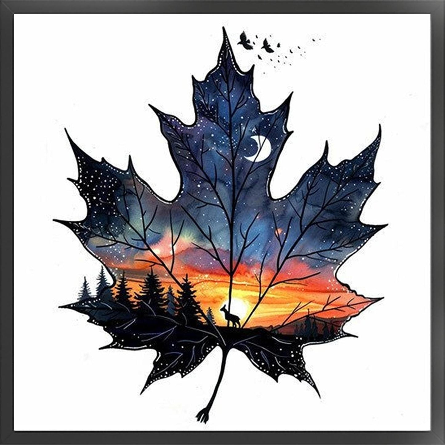 Maple Leaf Scenery - Full 11CT Stamped Cross Stitch 40x40CM - Huacan