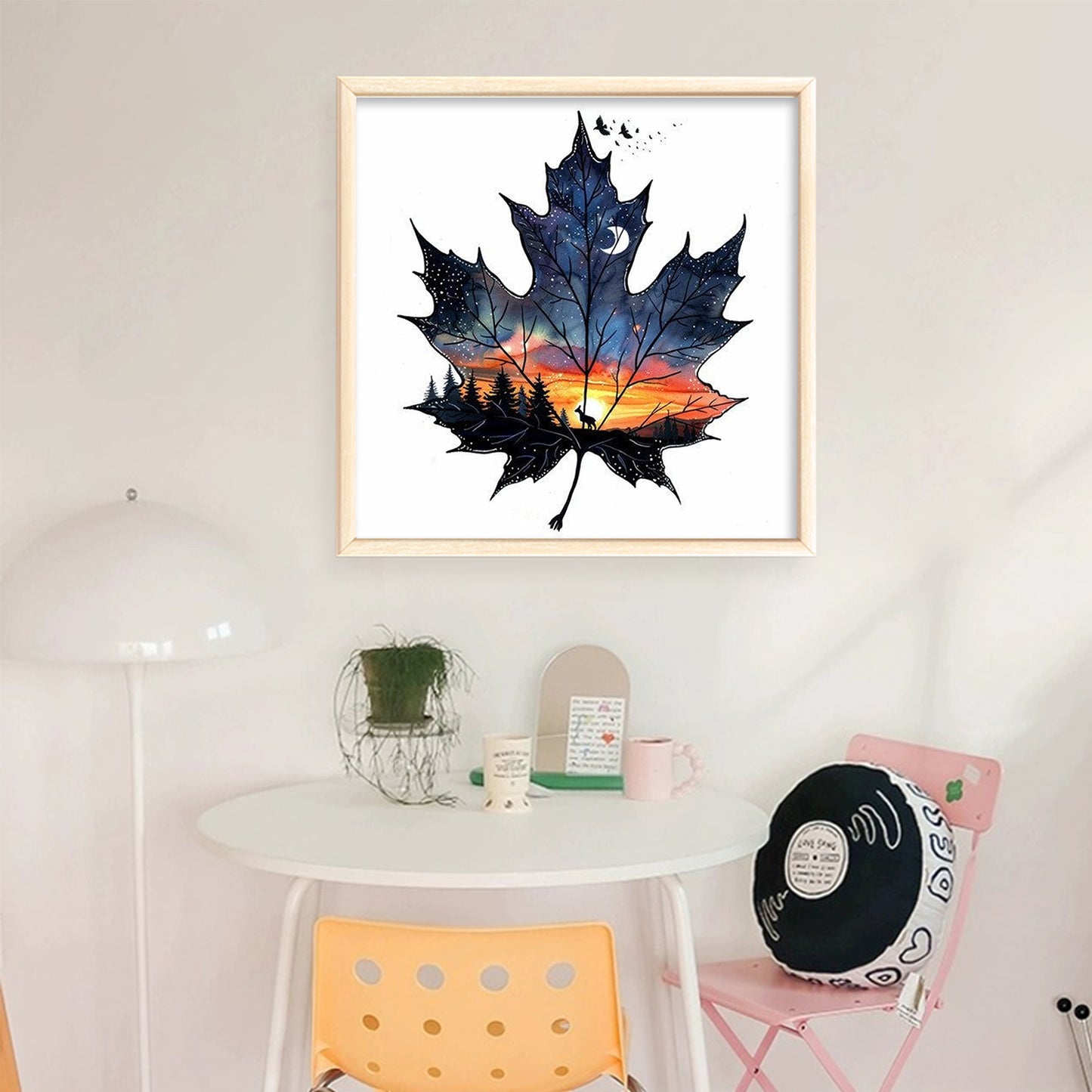 Maple Leaf Scenery - Full 11CT Stamped Cross Stitch 40x40CM - Huacan