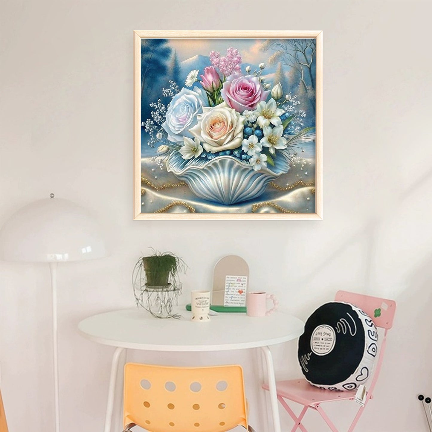 Seashell & Flower - Full 11CT Stamped Cross Stitch 40x40CM - Huacan