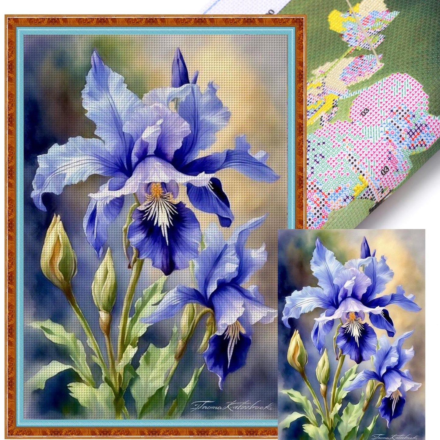 Iris - Full 11CT Stamped Cross Stitch 40x60CM - Huacan
