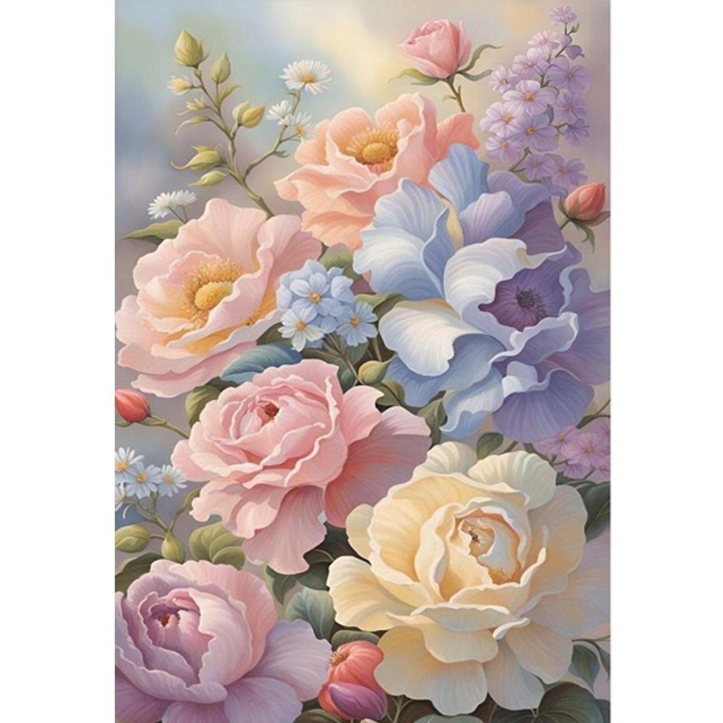 Watercolor Florals - Full 11CT Stamped Cross Stitch 40x60CM - Huacan