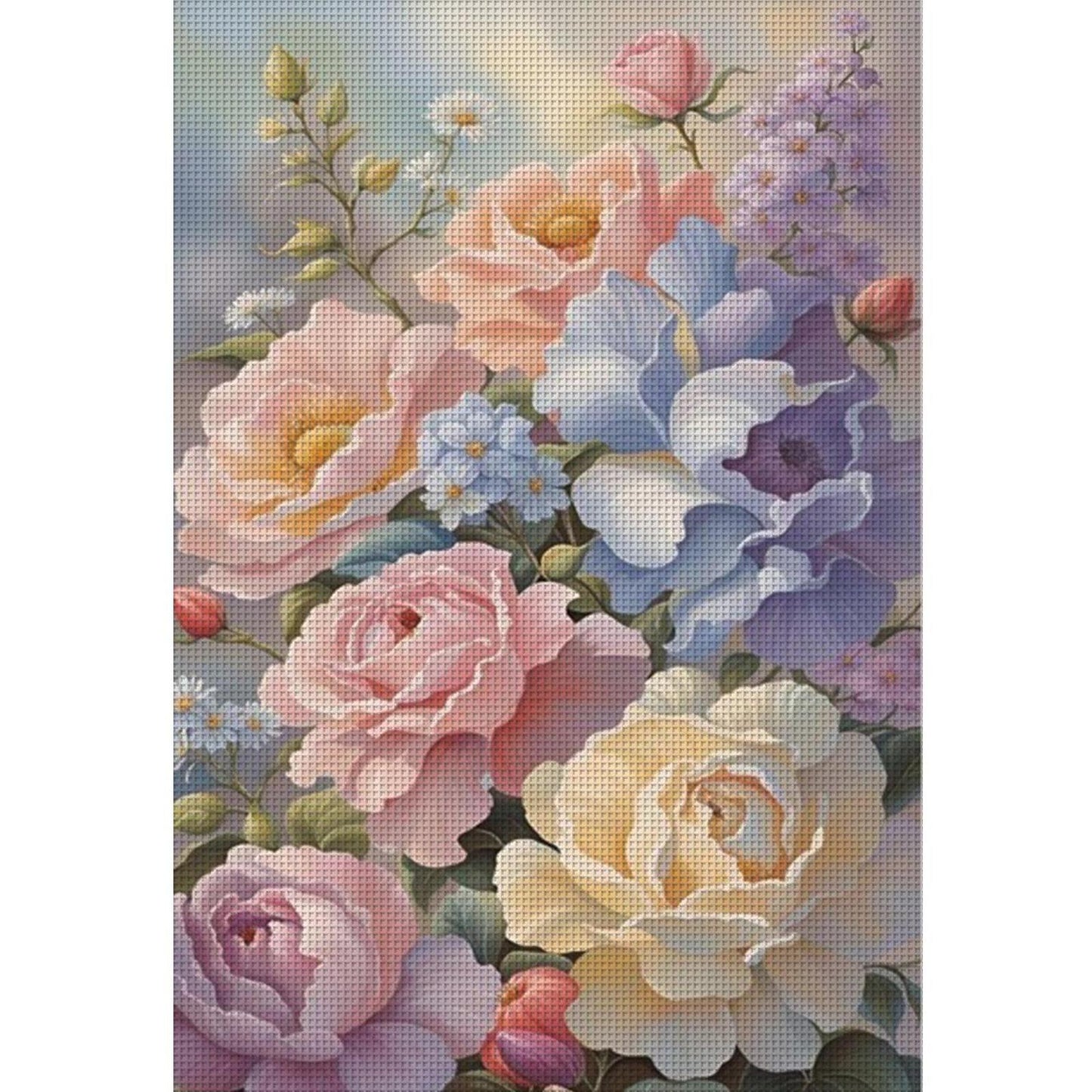 Watercolor Florals - Full 11CT Stamped Cross Stitch 40x60CM - Huacan