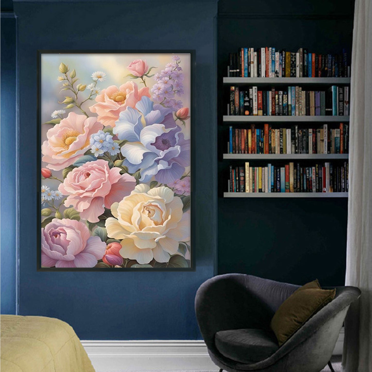 Watercolor Florals - Full 11CT Stamped Cross Stitch 40x60CM - Huacan