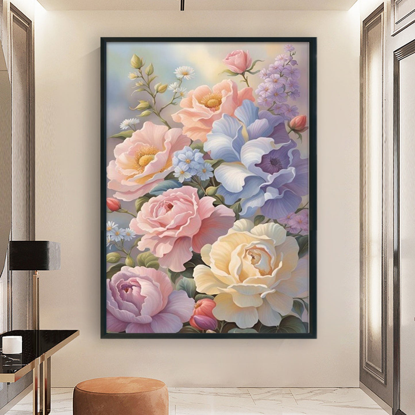 Watercolor Florals - Full 11CT Stamped Cross Stitch 40x60CM - Huacan