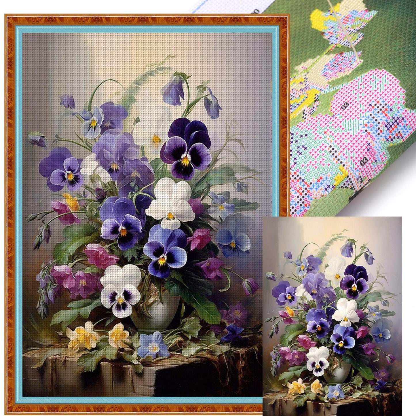 Pansy - Full 11CT Stamped Cross Stitch 40x60CM - Huacan
